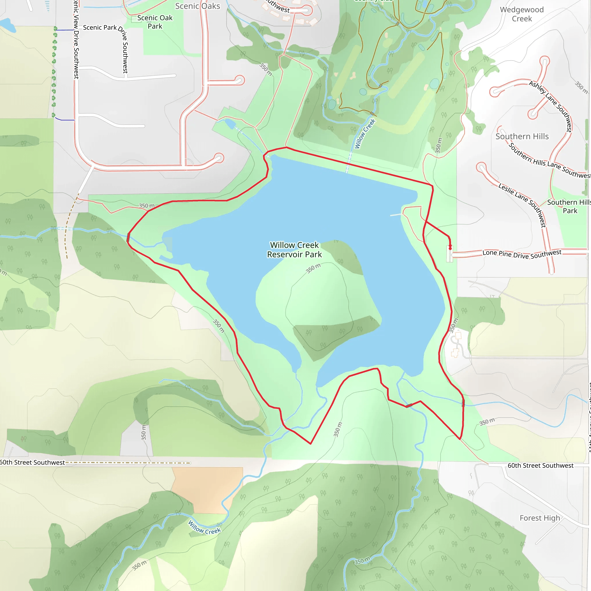 Willow Creek Reservoir Loop mobile static map