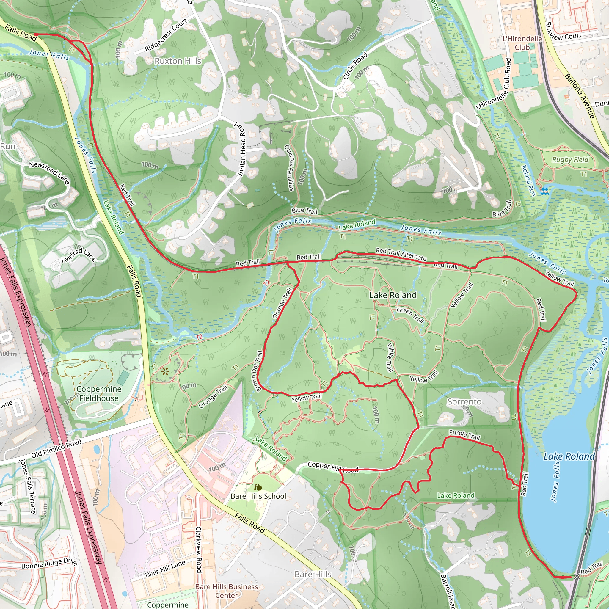 Lake Roland via Yellow Trail and Yellow Trail mobile static map