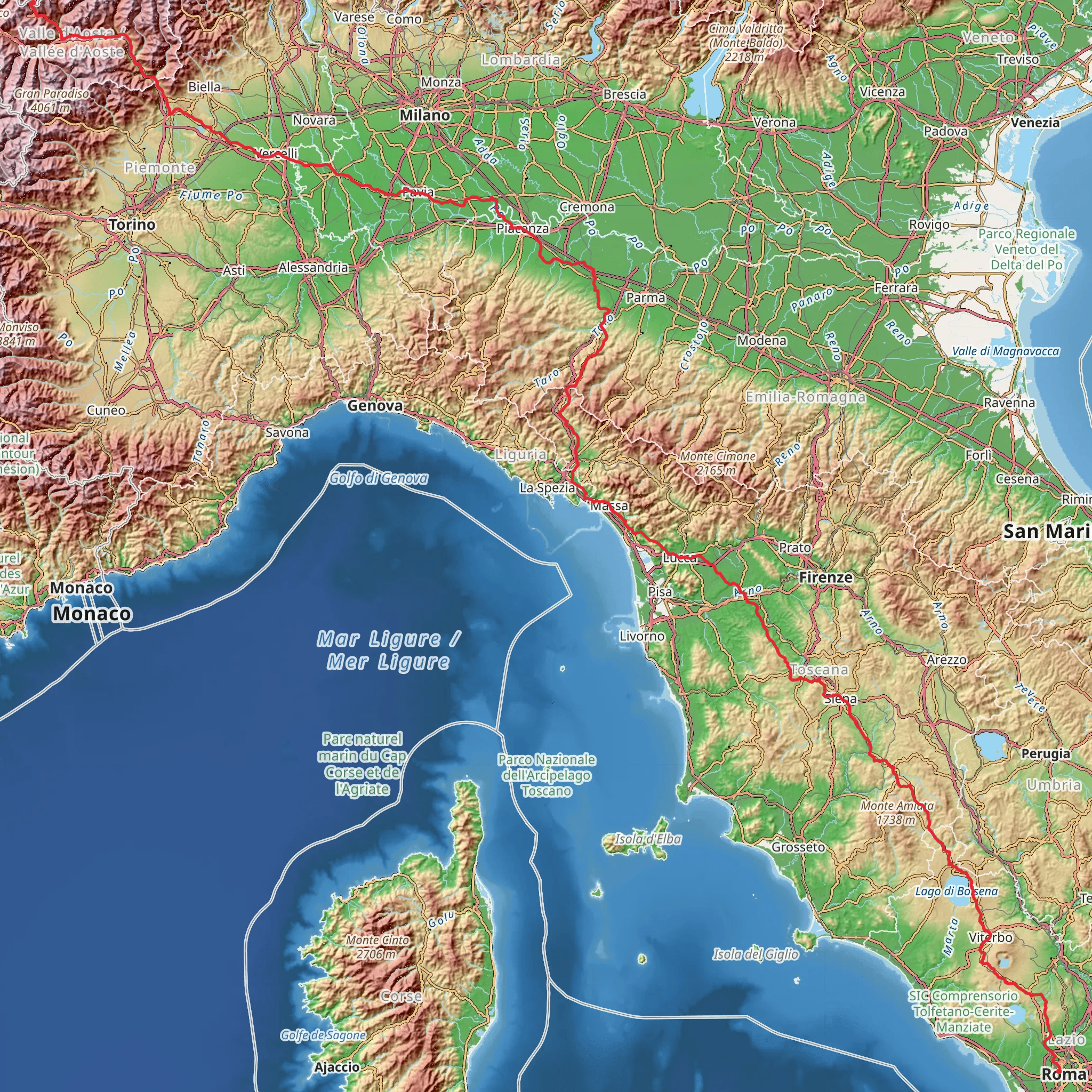 Via Francigena - Italy mobile static map