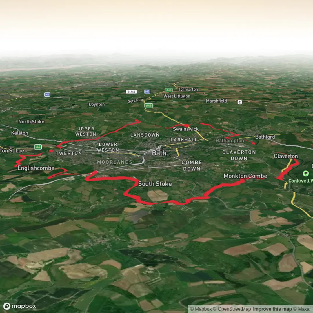 An image depicting the trail Circuit of Bath and its surrounding area.