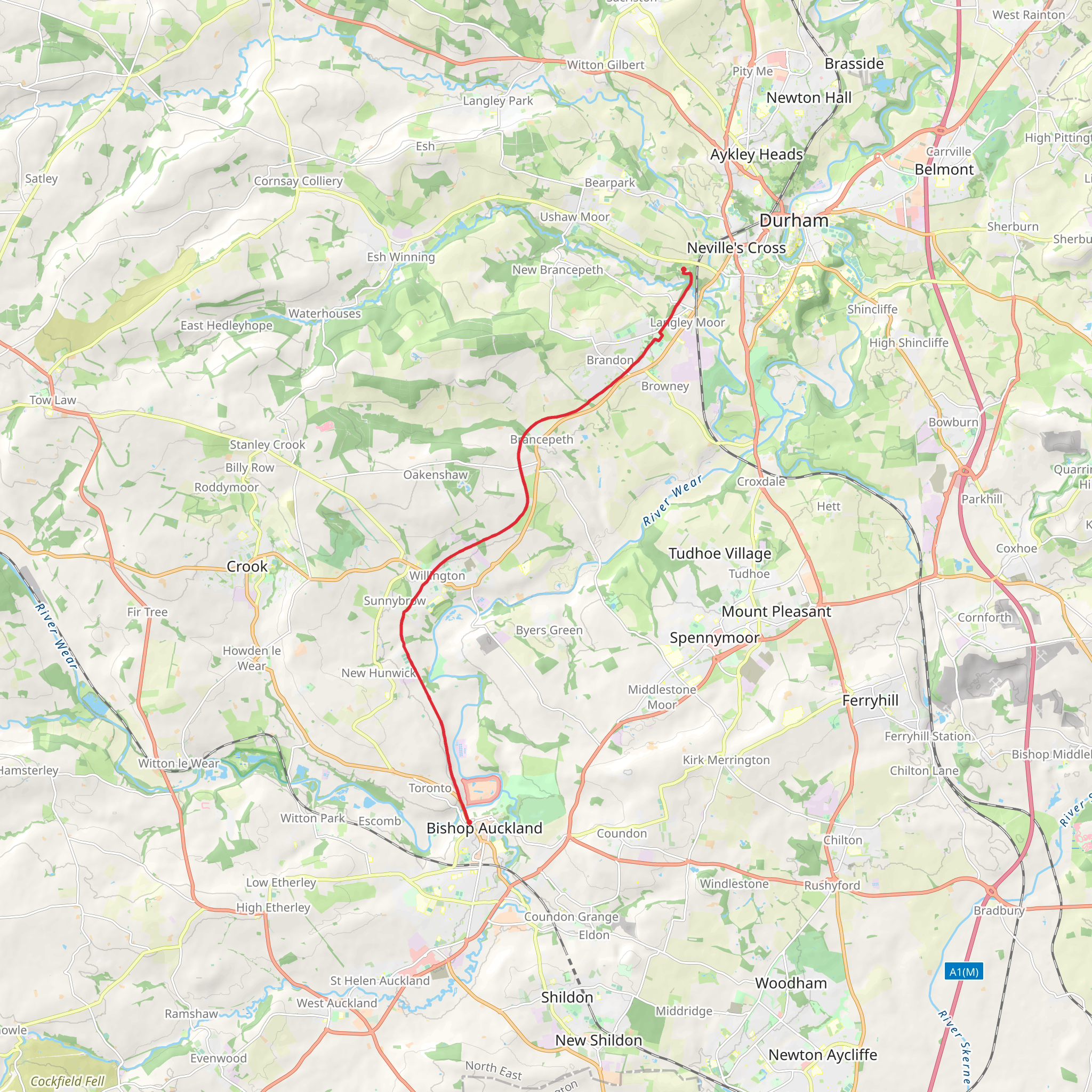 Brandon - Bishop Auckland Walk mobile static map