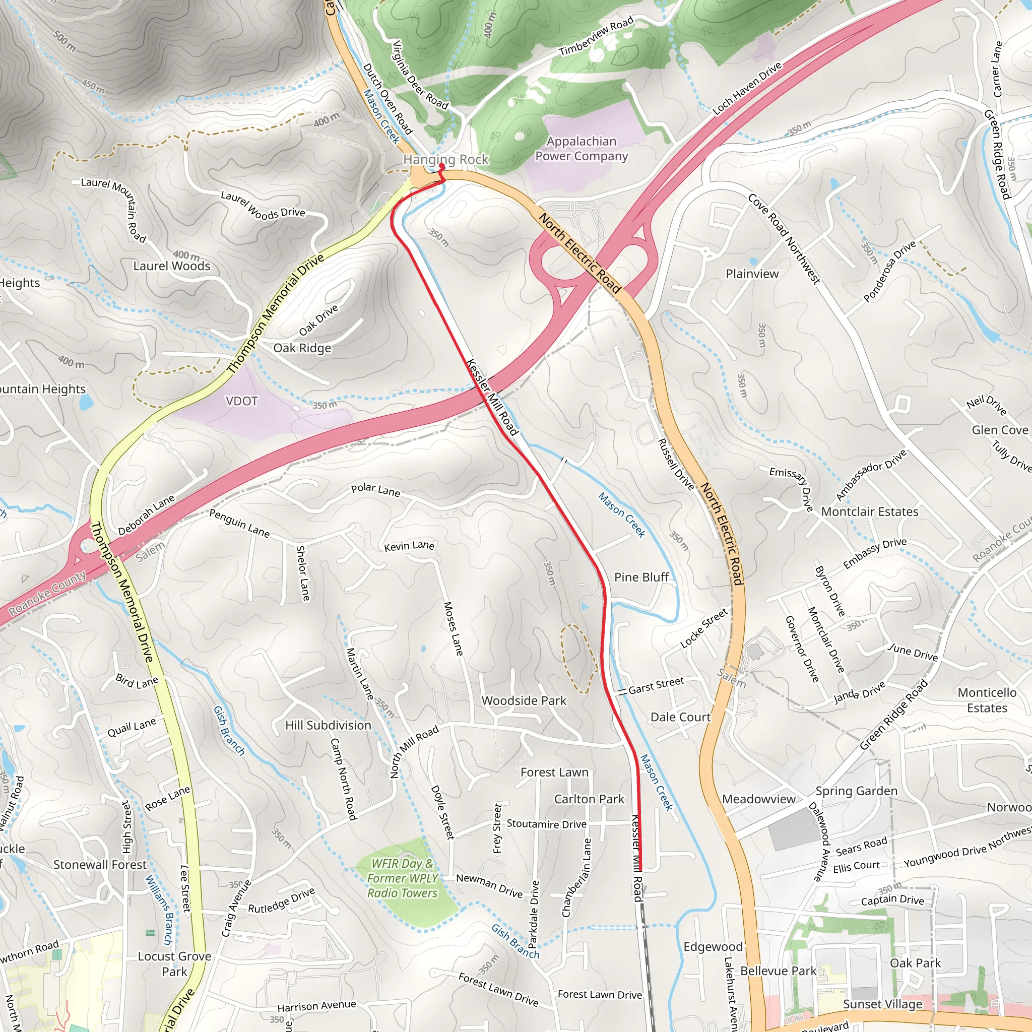 Mason Creek and Hanging Rock Battlefield Trail mobile static map