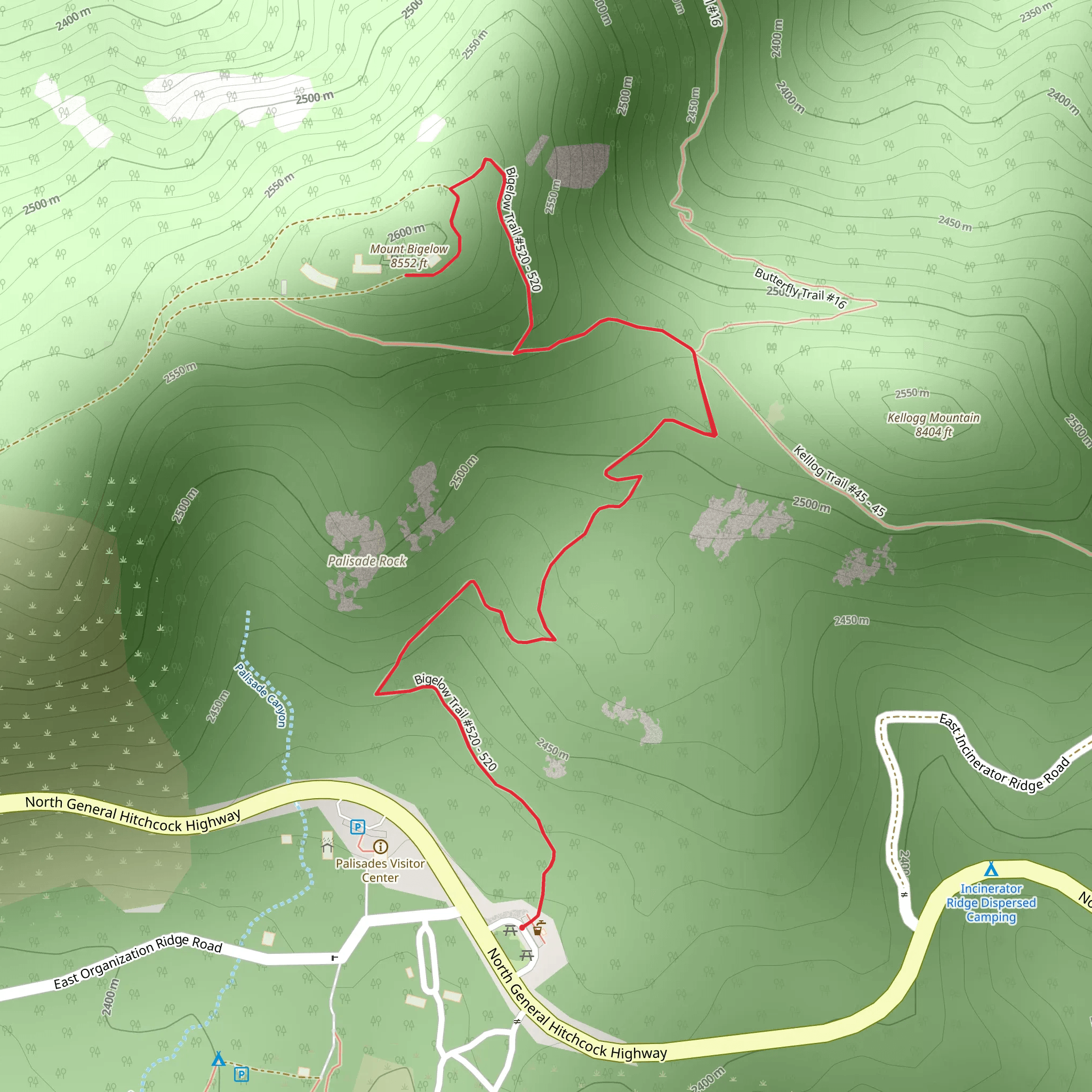 Mount Bigelow Trail mobile static map