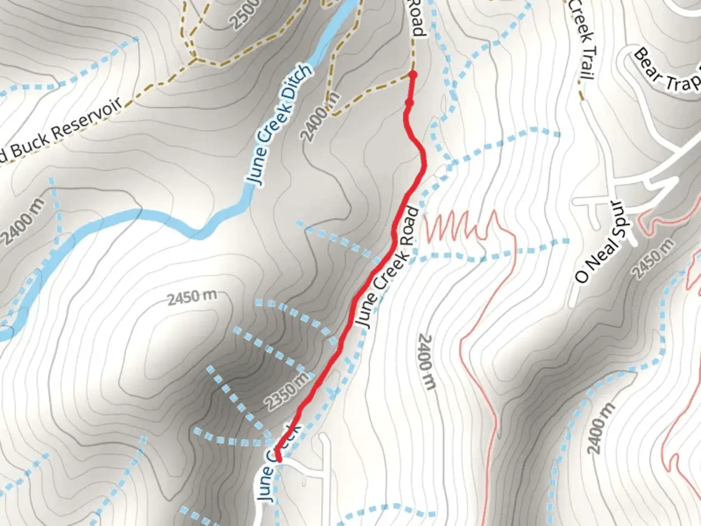 An image depicting the trail June Creek Trail and its surrounding area.