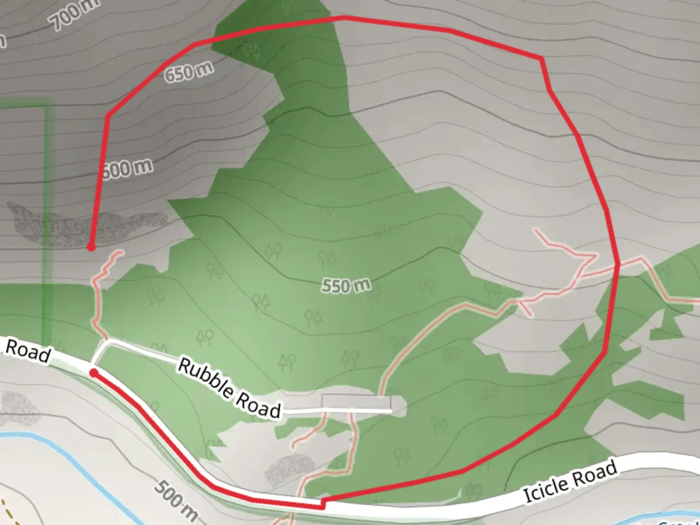An image depicting the trail Bruces Boulder Trail and its surrounding area.
