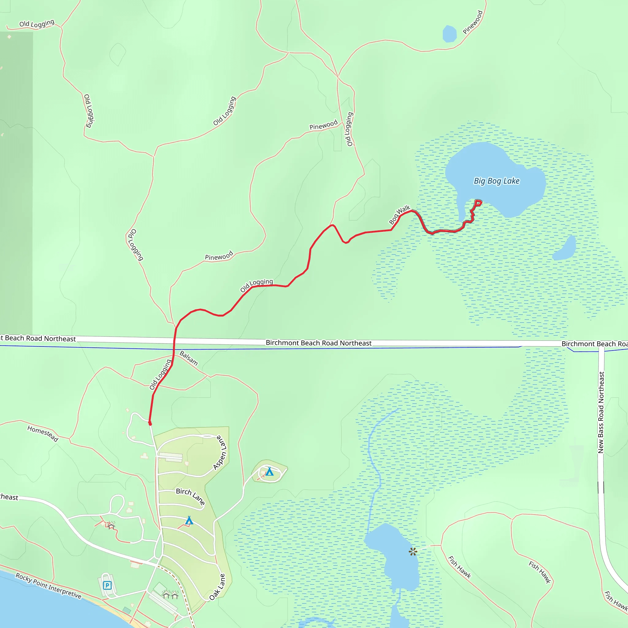 Old Logging and Big Bog Lake Walk mobile static map