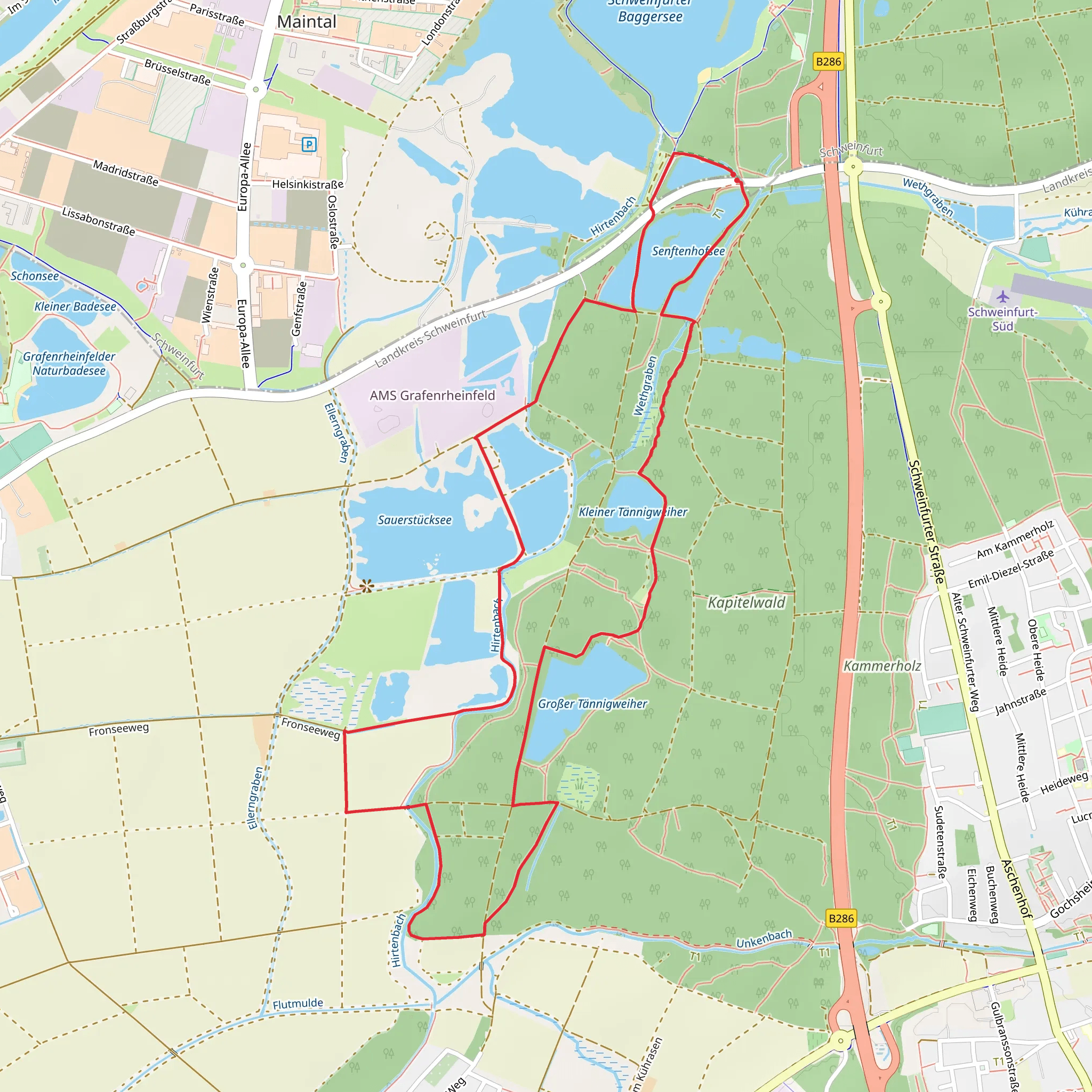 Senftenhofsee and Kleiner Taennigweiher via Verwunschen mobile static map