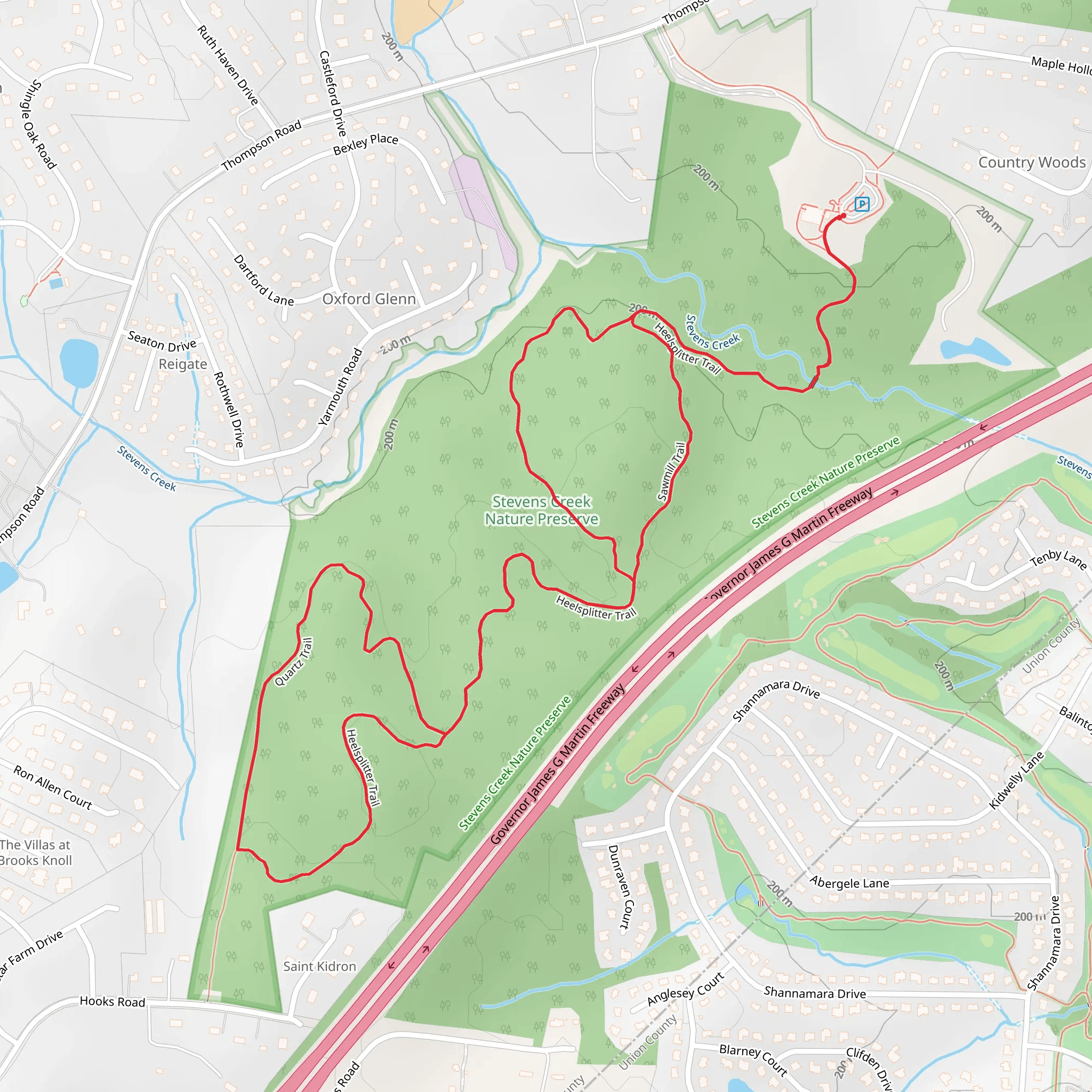 Stevens Creek Trail and Heelsplitter Trail mobile static map