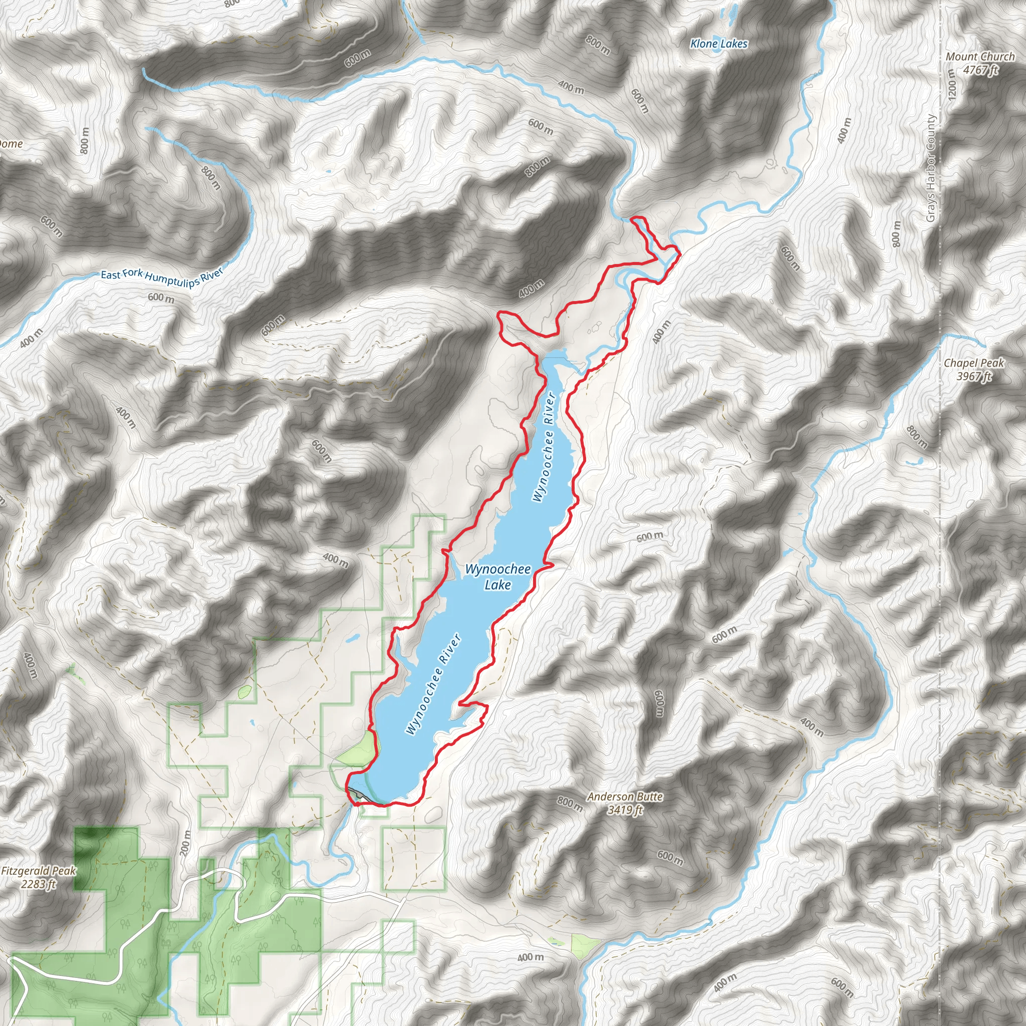 Wynoochee Lake Shore Trail mobile static map