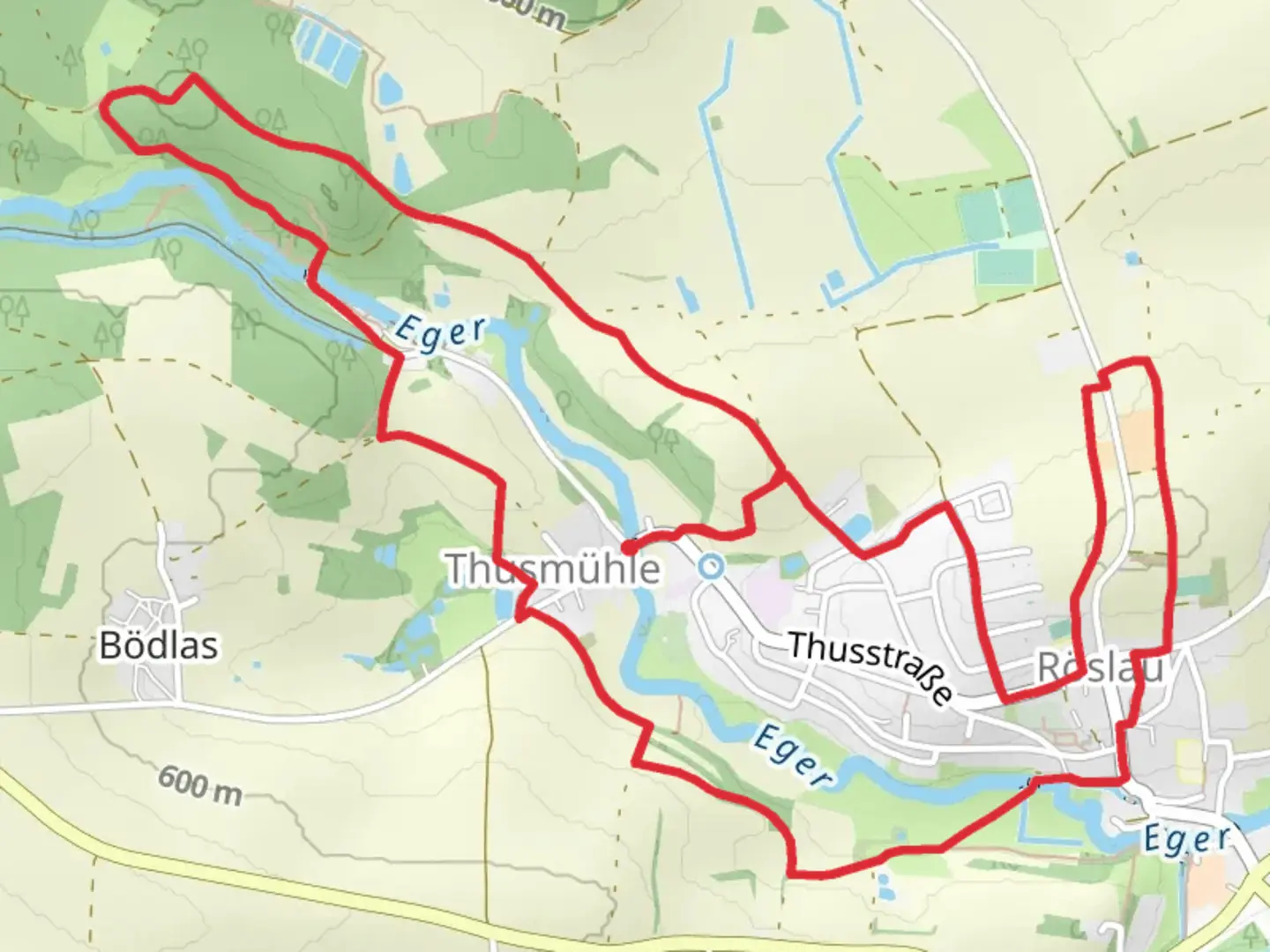 An image depicting the trail Rundweg Röslau and its surrounding area.