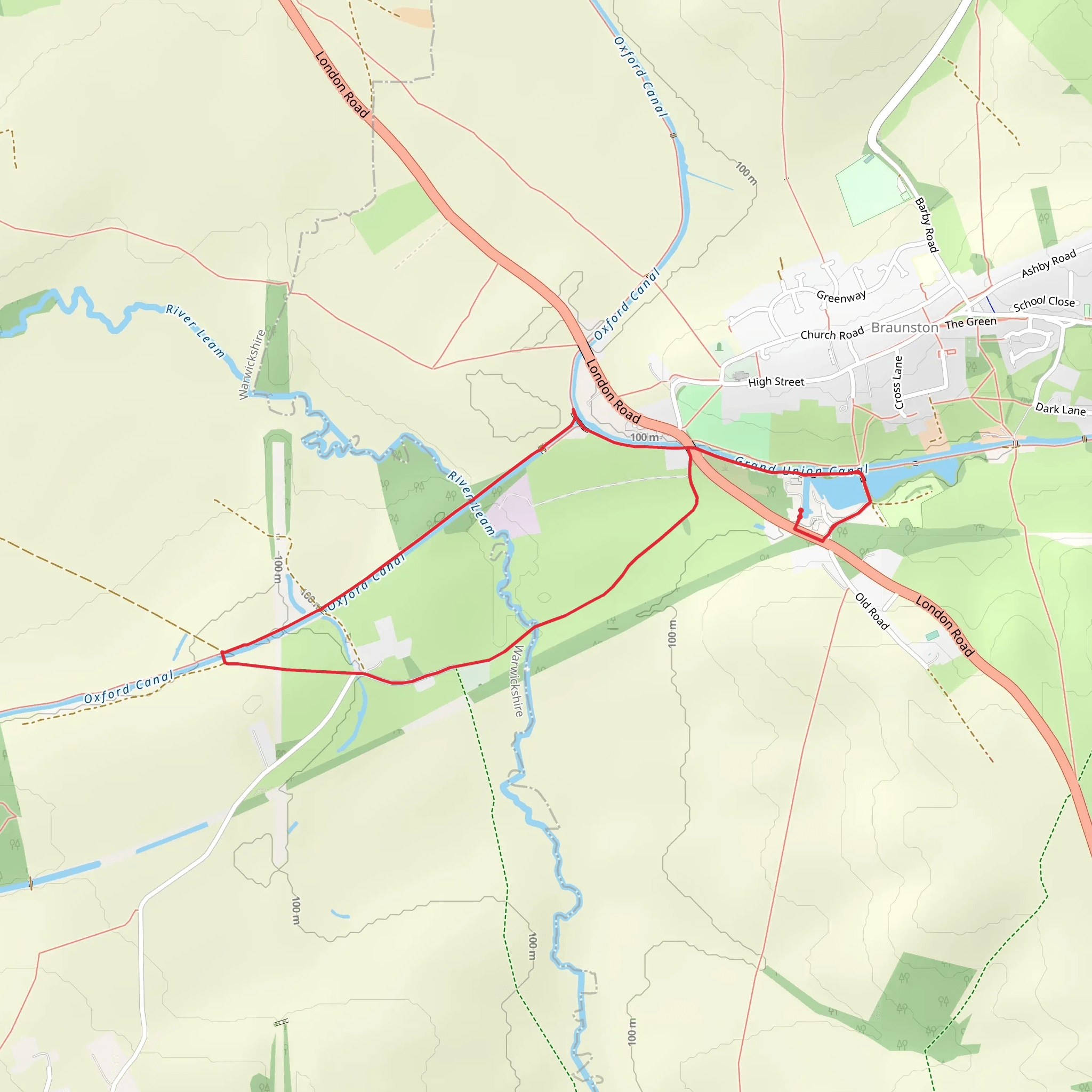 Oxford Canal and Braunston Marina Loop mobile static map
