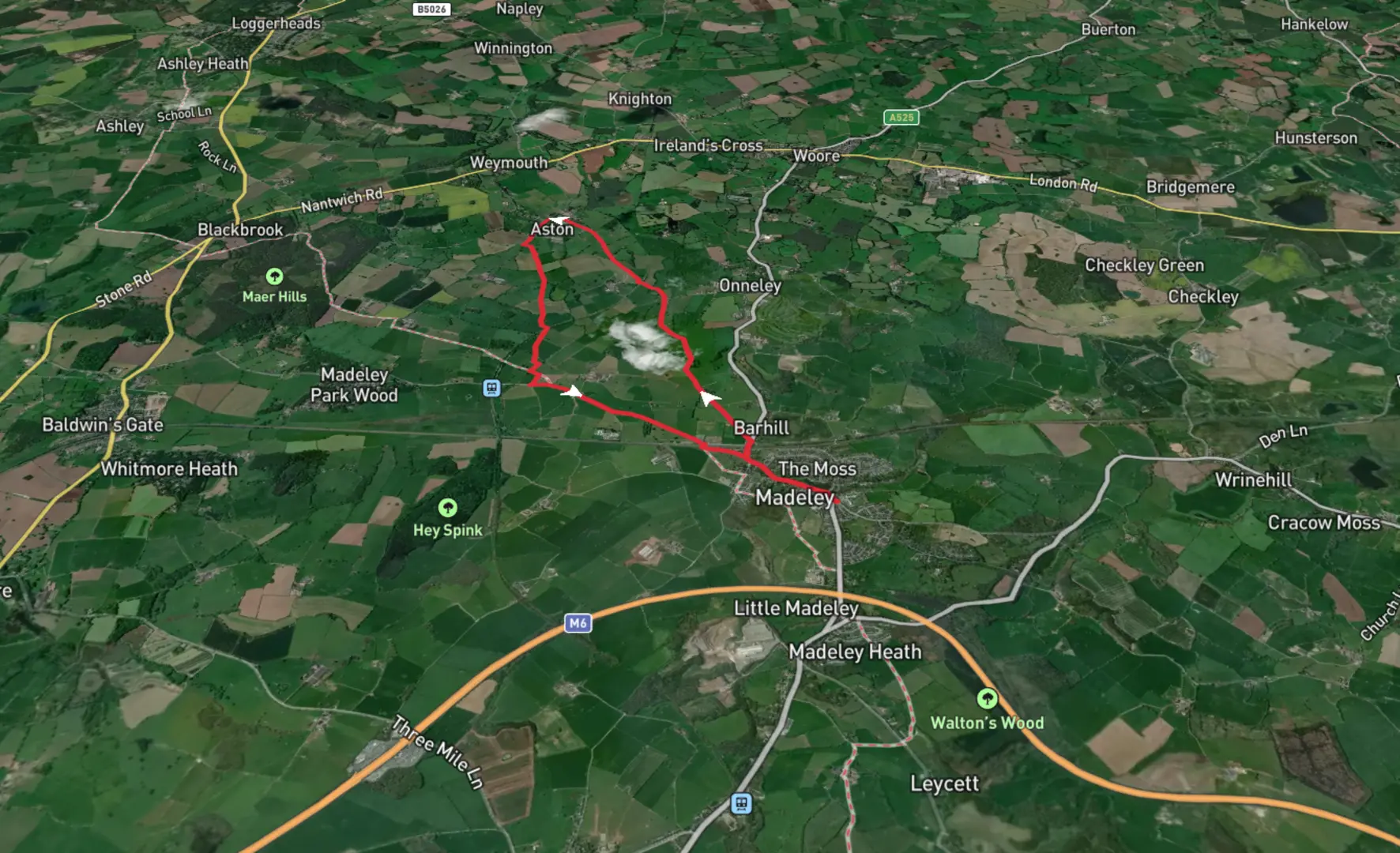 An image depicting the trail Madeley and Aston Loop via Madeley Pool and its surrounding area.
