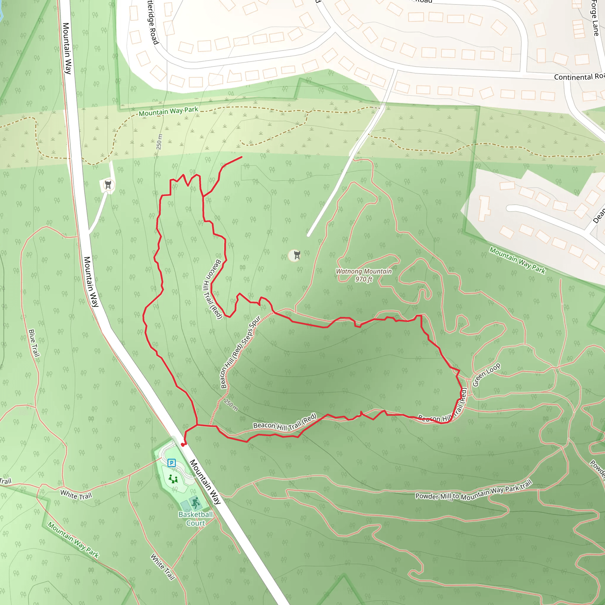 Watnong Mountain Loop mobile static map