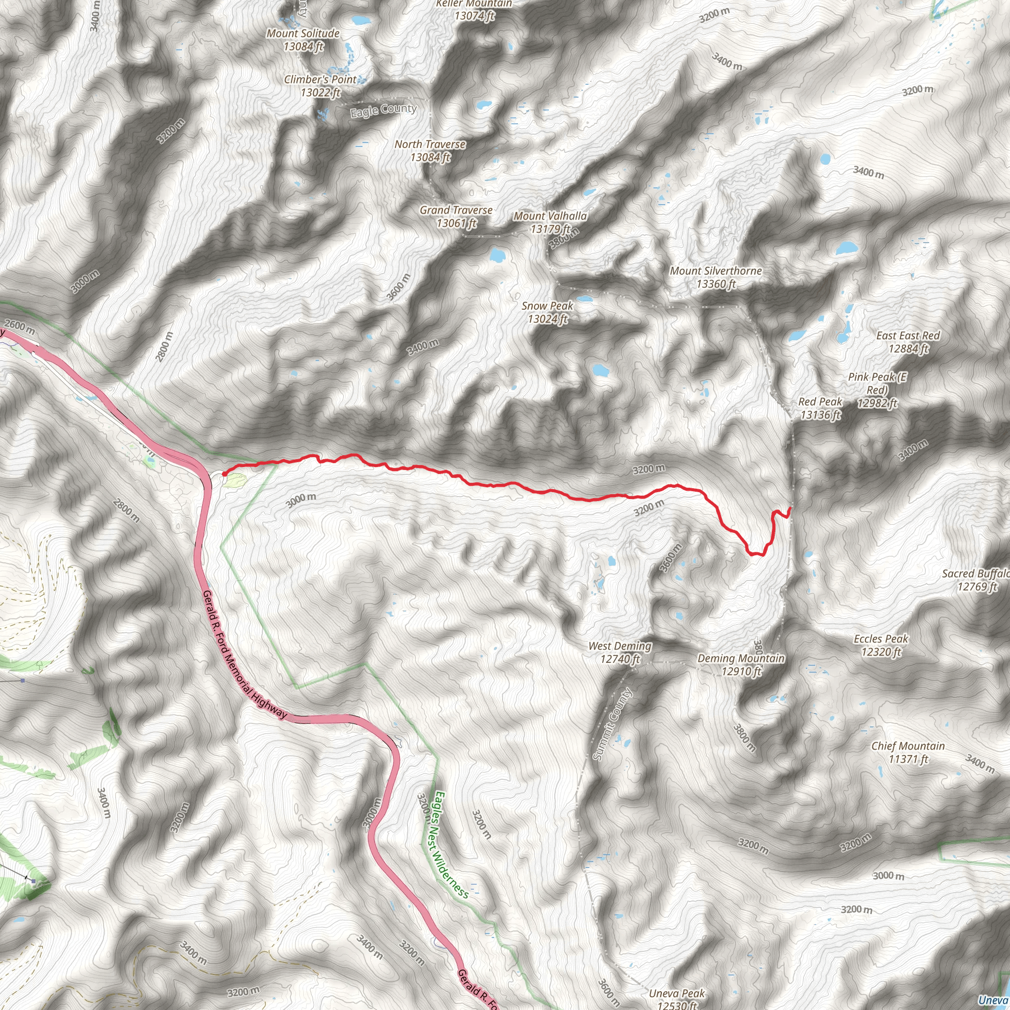 Red Buffalo Pass via Gore Creek Trail mobile static map