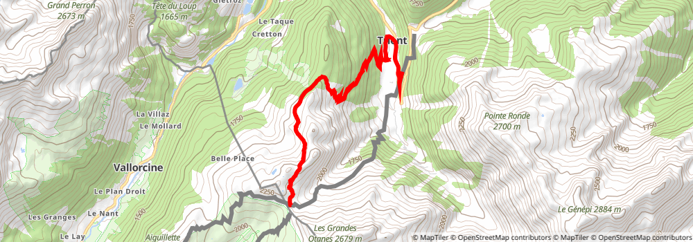 Tour du Mont Blanc alt 18 Map