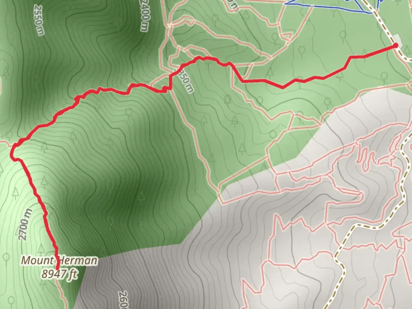 An image depicting the trail Mount Herman and its surrounding area.