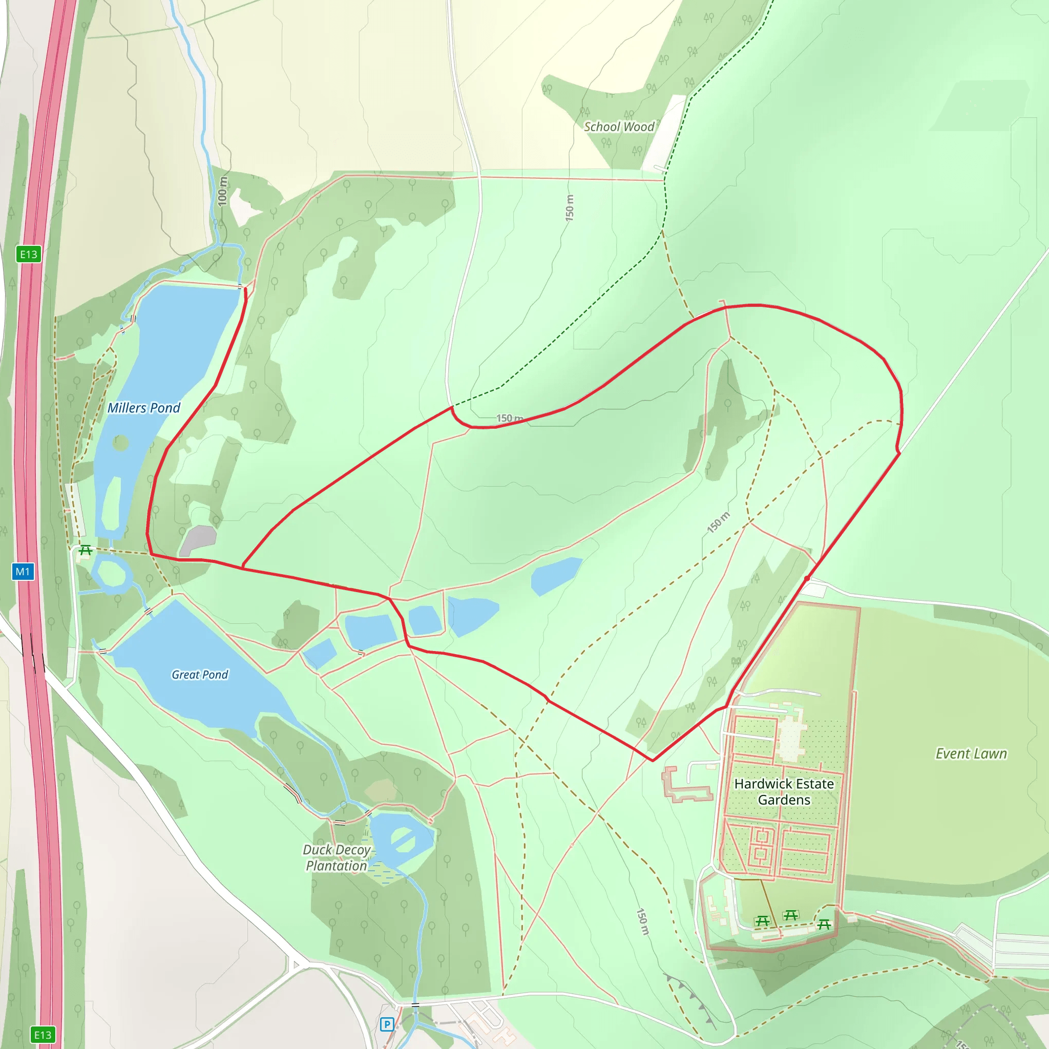 Hardwick Hall Derbyshire Walk mobile static map