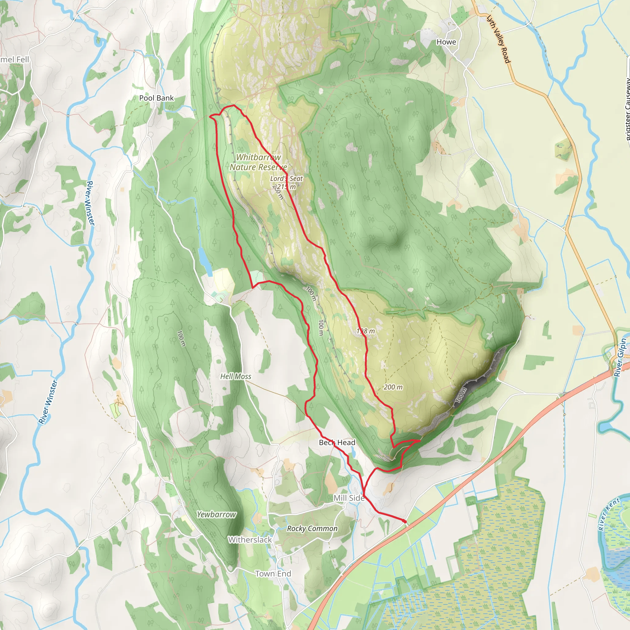 Whitbarrow Scar and Lord's Seat mobile static map