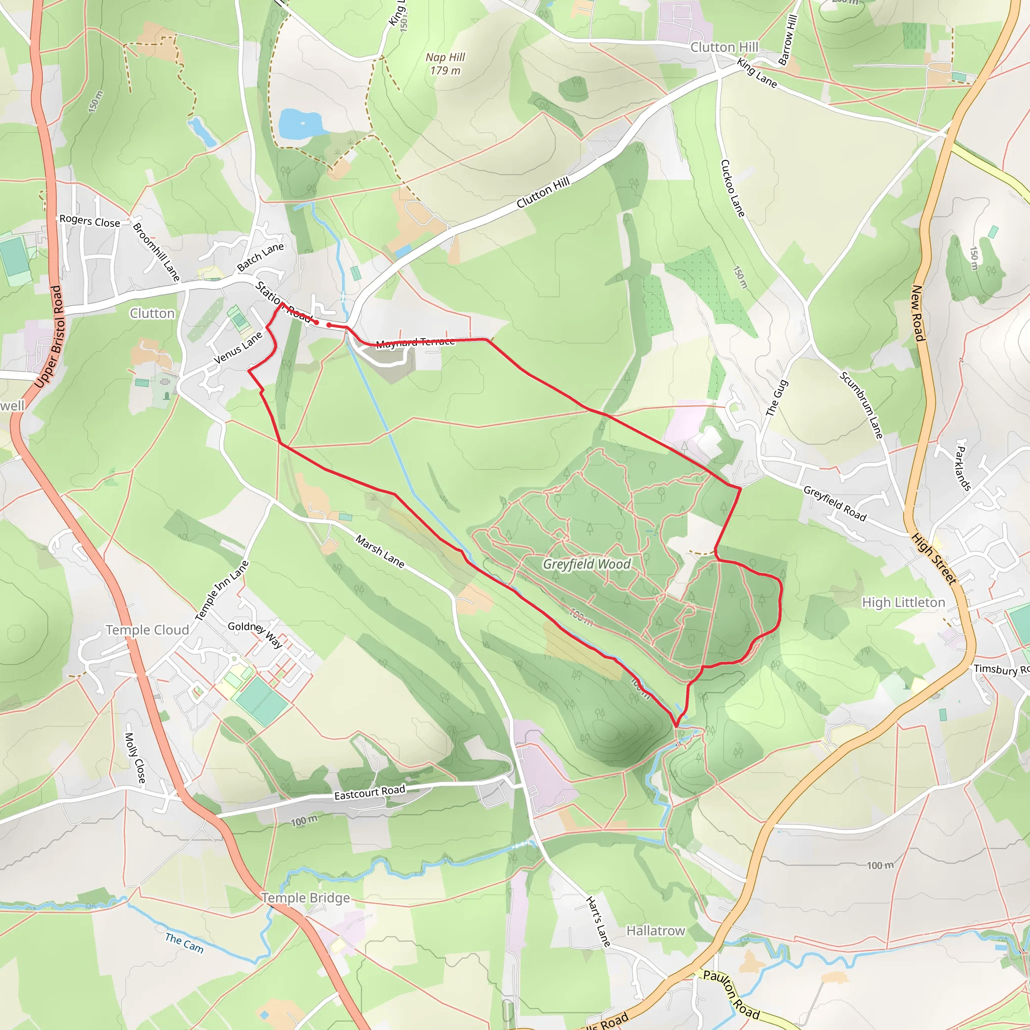 Greyfield Wood Loop mobile static map
