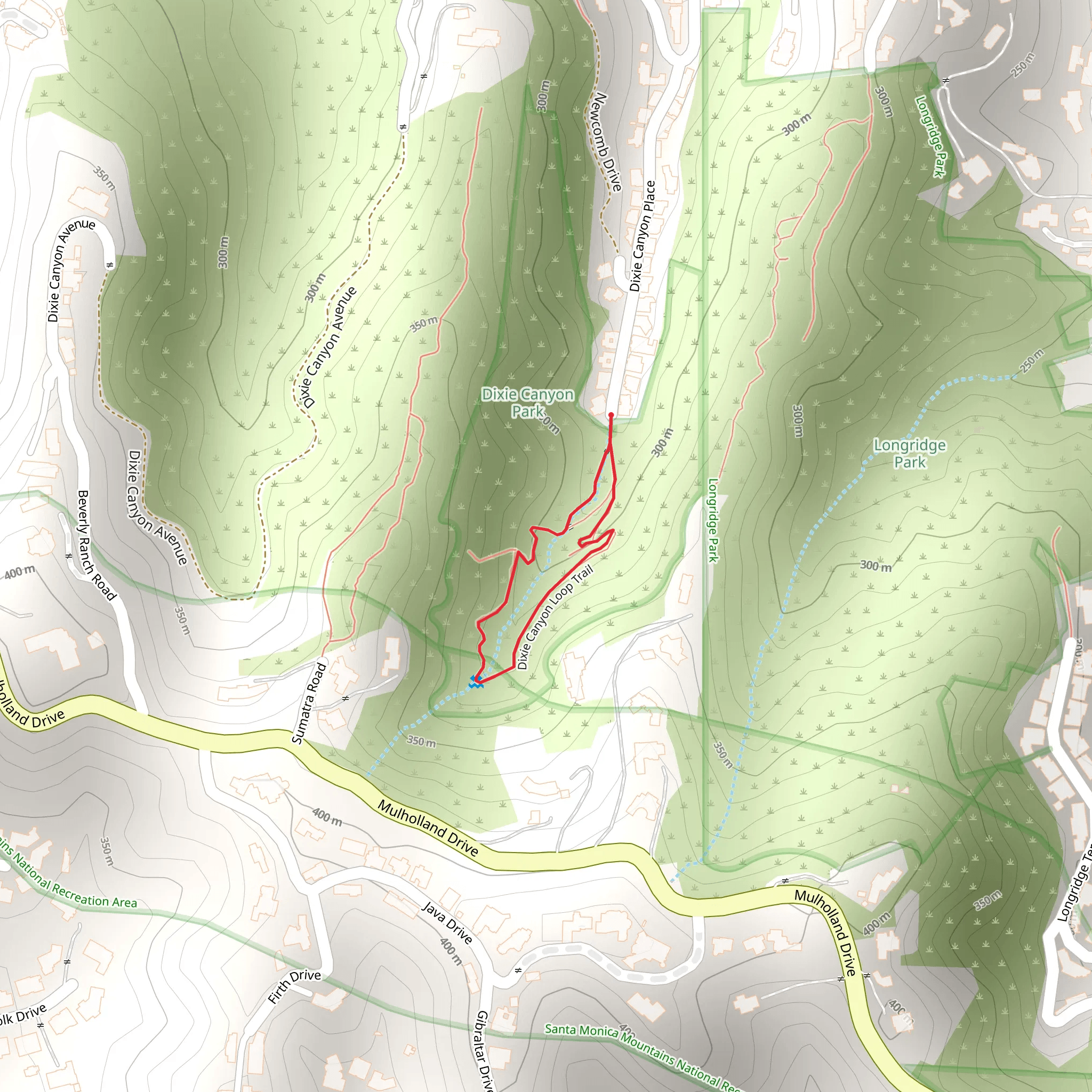 Dixie Canyon Loop Trail mobile static map