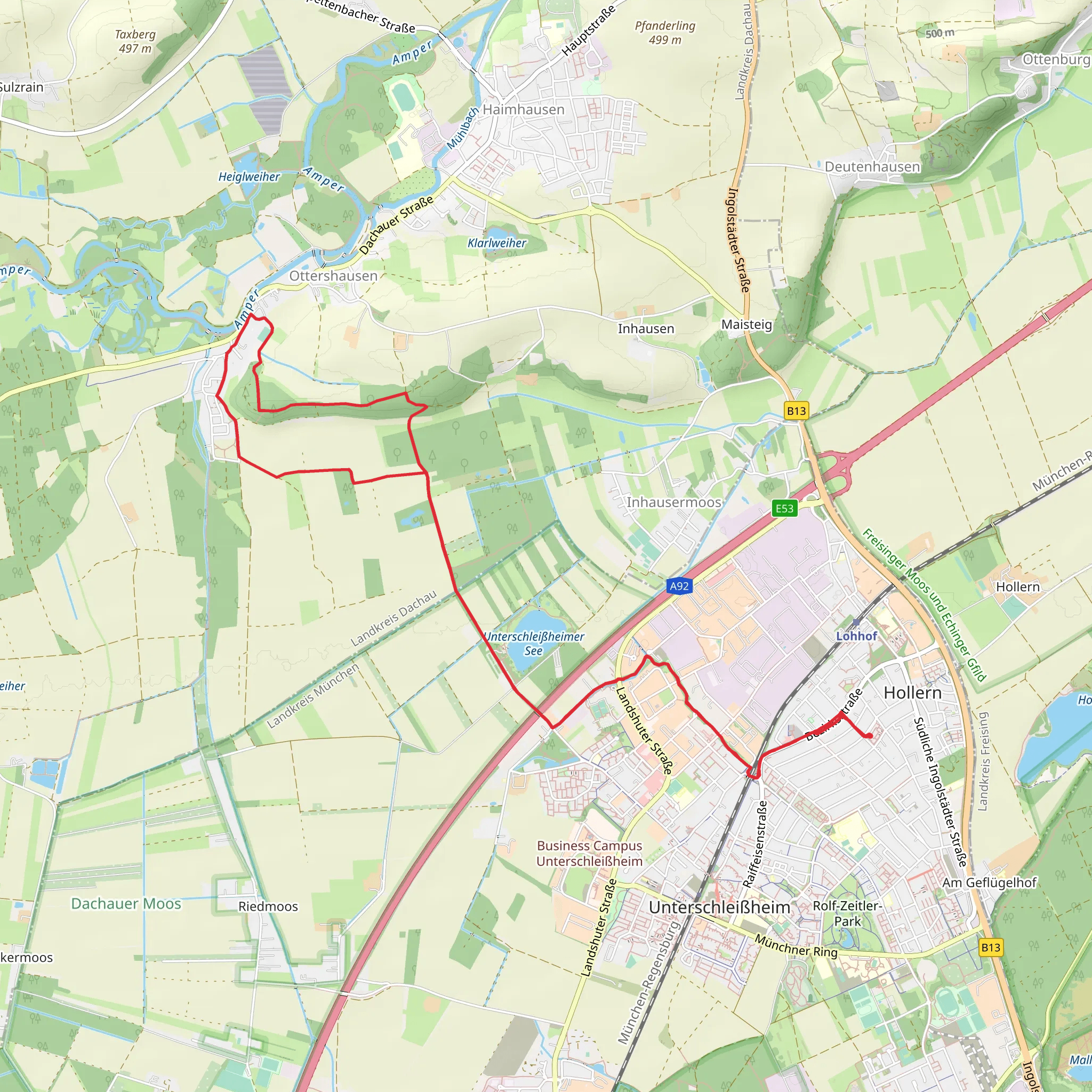 Moosach and AMper via MVV Wanderweg mobile static map