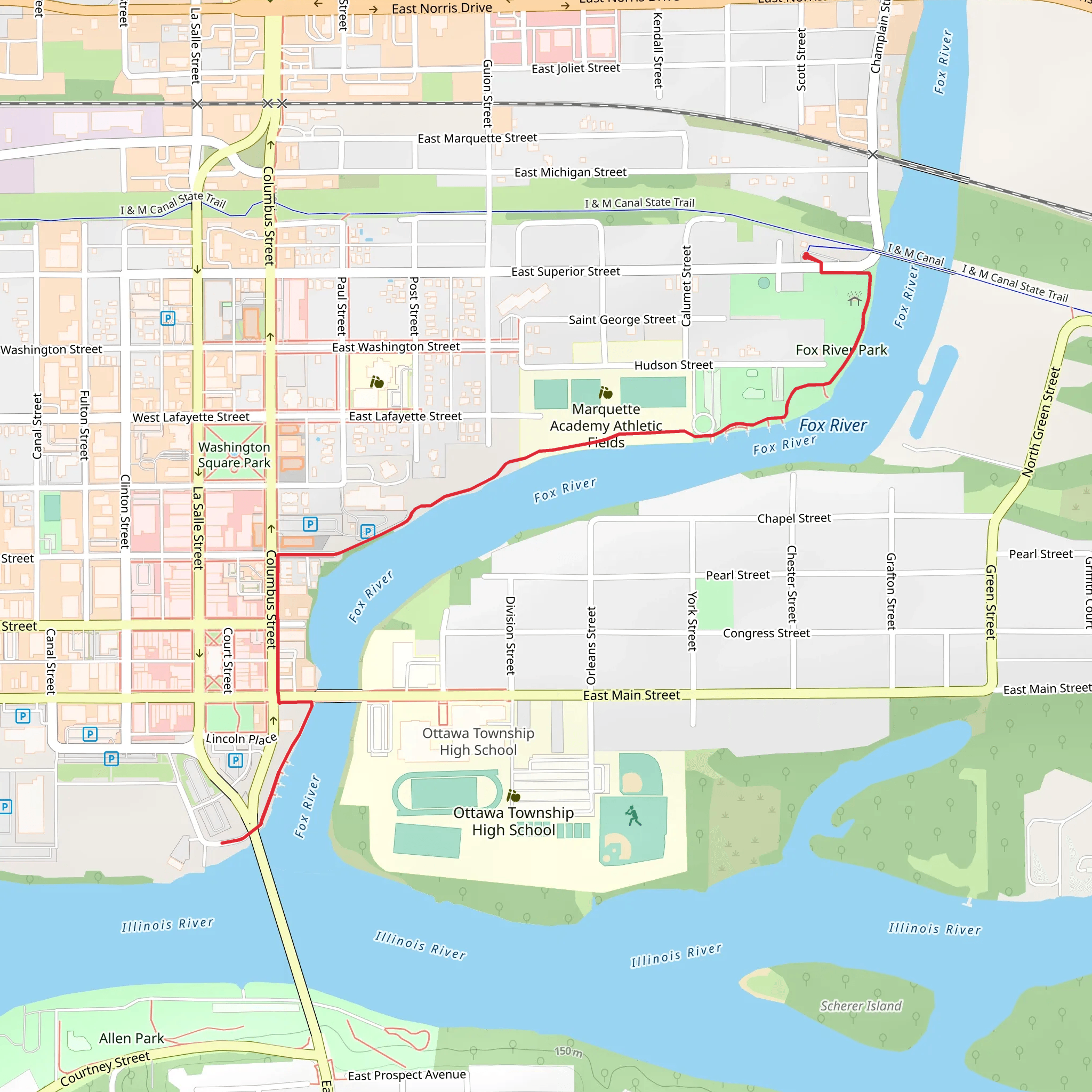 Fox River via Ottawa Riverwalk mobile static map