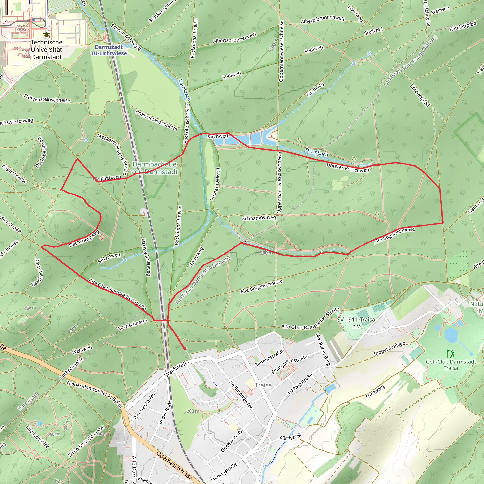 Ostparkweg and Waldlehrpfad Loop mobile static map