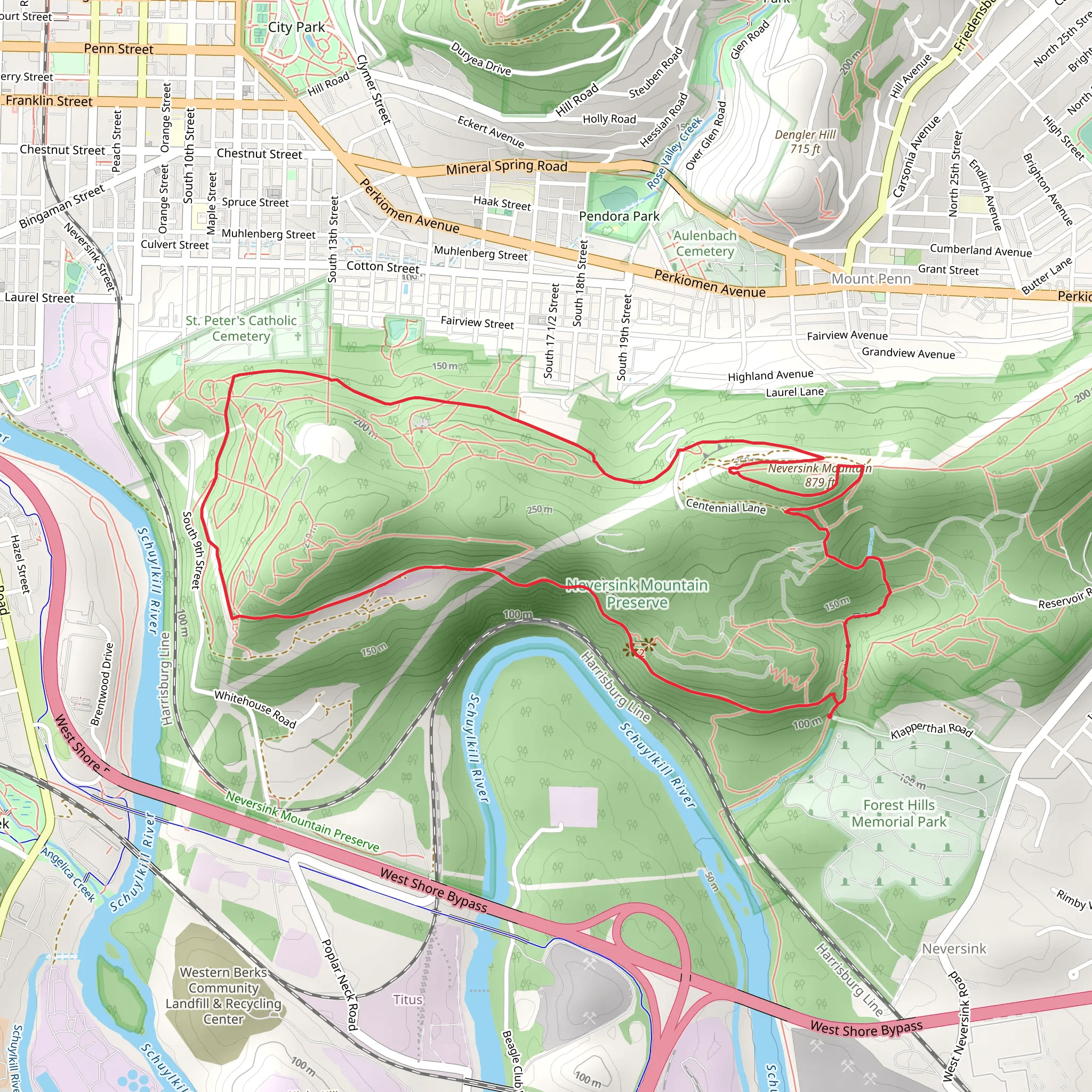 Forest Hills Memorial Park Orange Loop Trail mobile static map