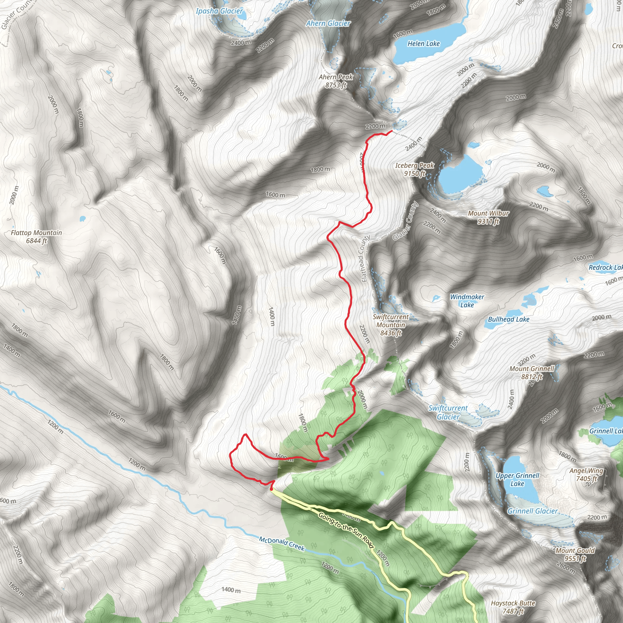 Ahern Glacier Overlook via Highline Trail mobile static map