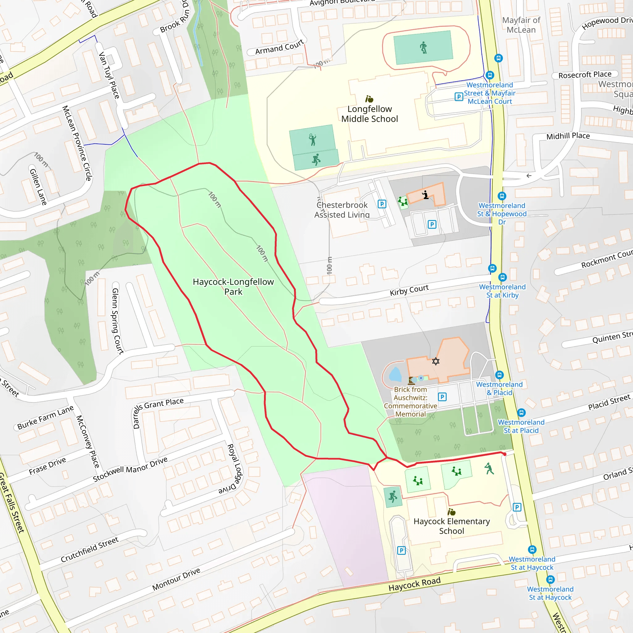 Haycock-Longfellow Park Loop mobile static map