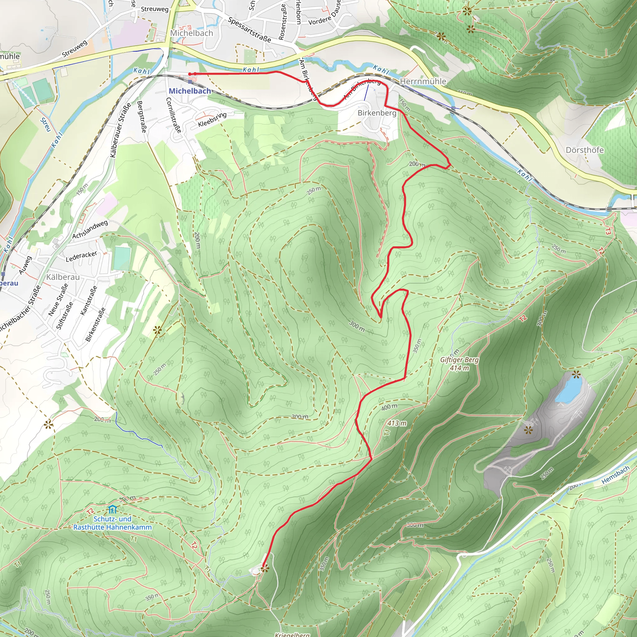 Hahnenkamm via Kulturweg Alzenau mobile static map