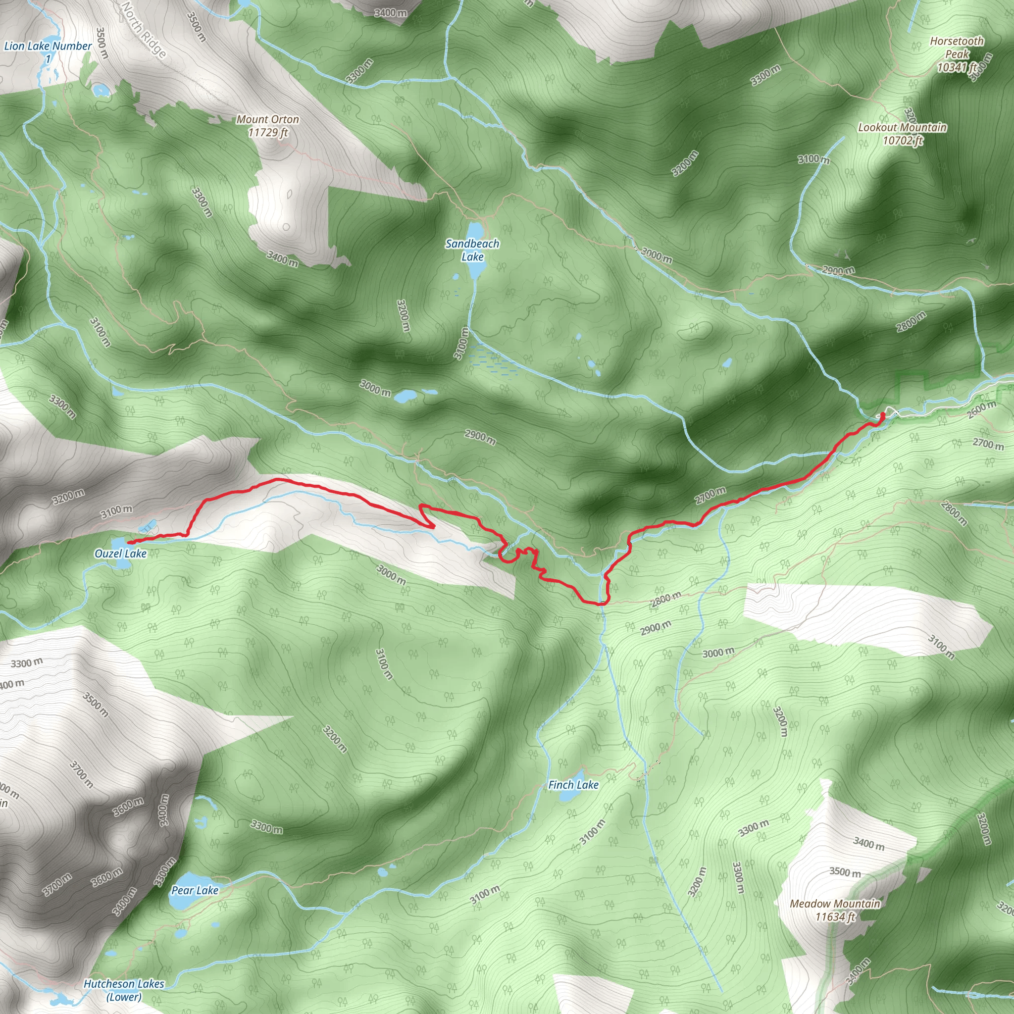 Chikadee Pond and Ouzel Lake Trail mobile static map