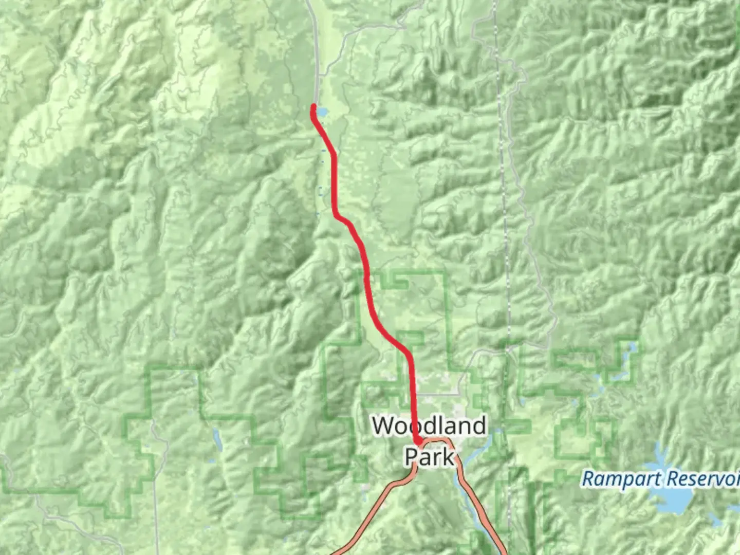 An image depicting the trail Centennial Trail - Woodland Park and its surrounding area.