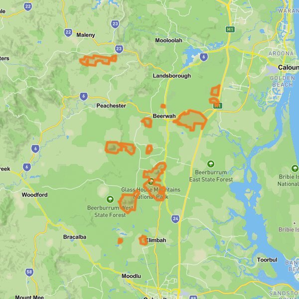 Glass House Mountains National Park mobile static map