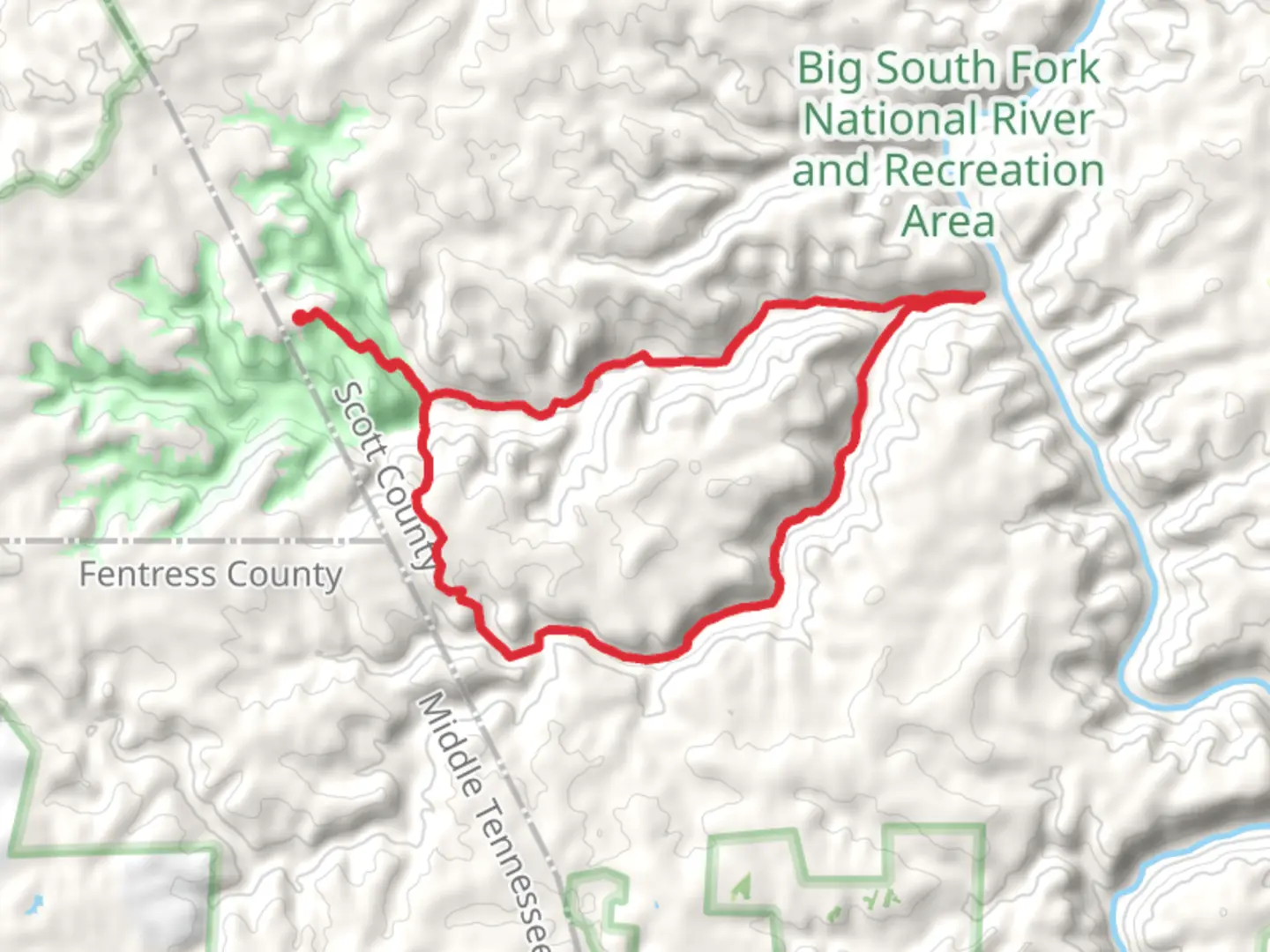 An image depicting the trail Station Camp Creek Trail and Laurel Fork Creek Trail Loop and its surrounding area.