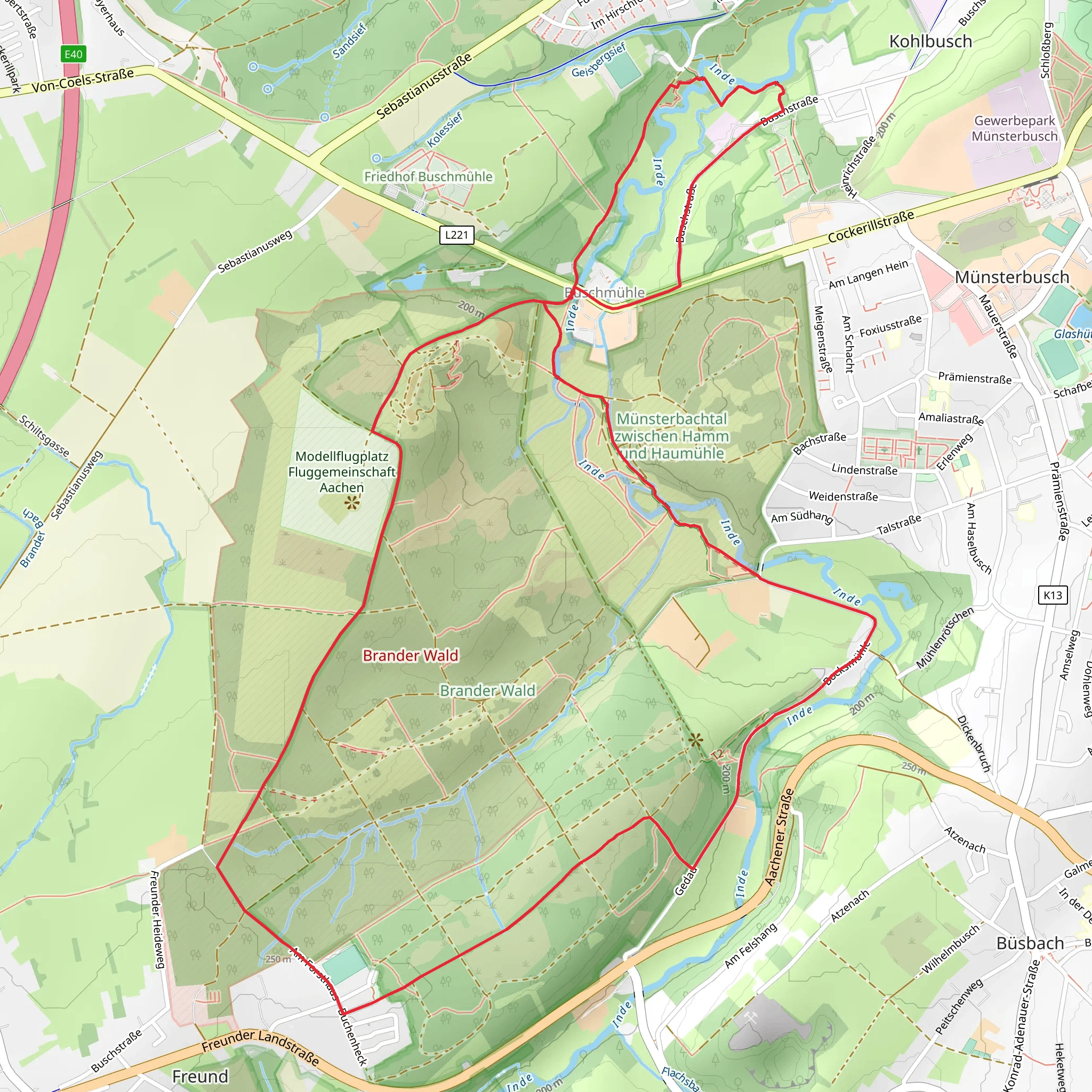 Inde and Brander Wald Loop mobile static map
