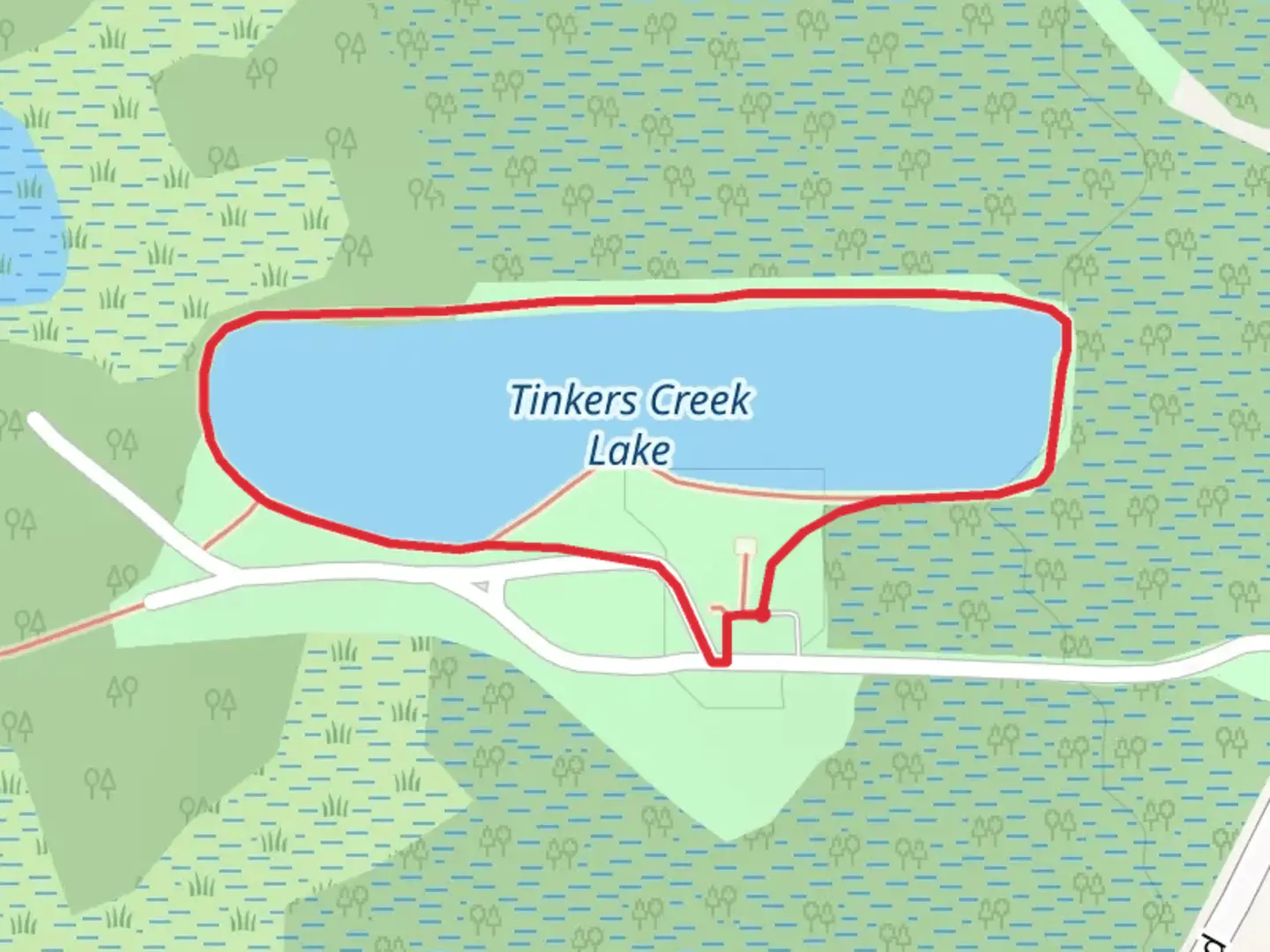 An image depicting the trail Tinkers Creek Lake Loop and its surrounding area.