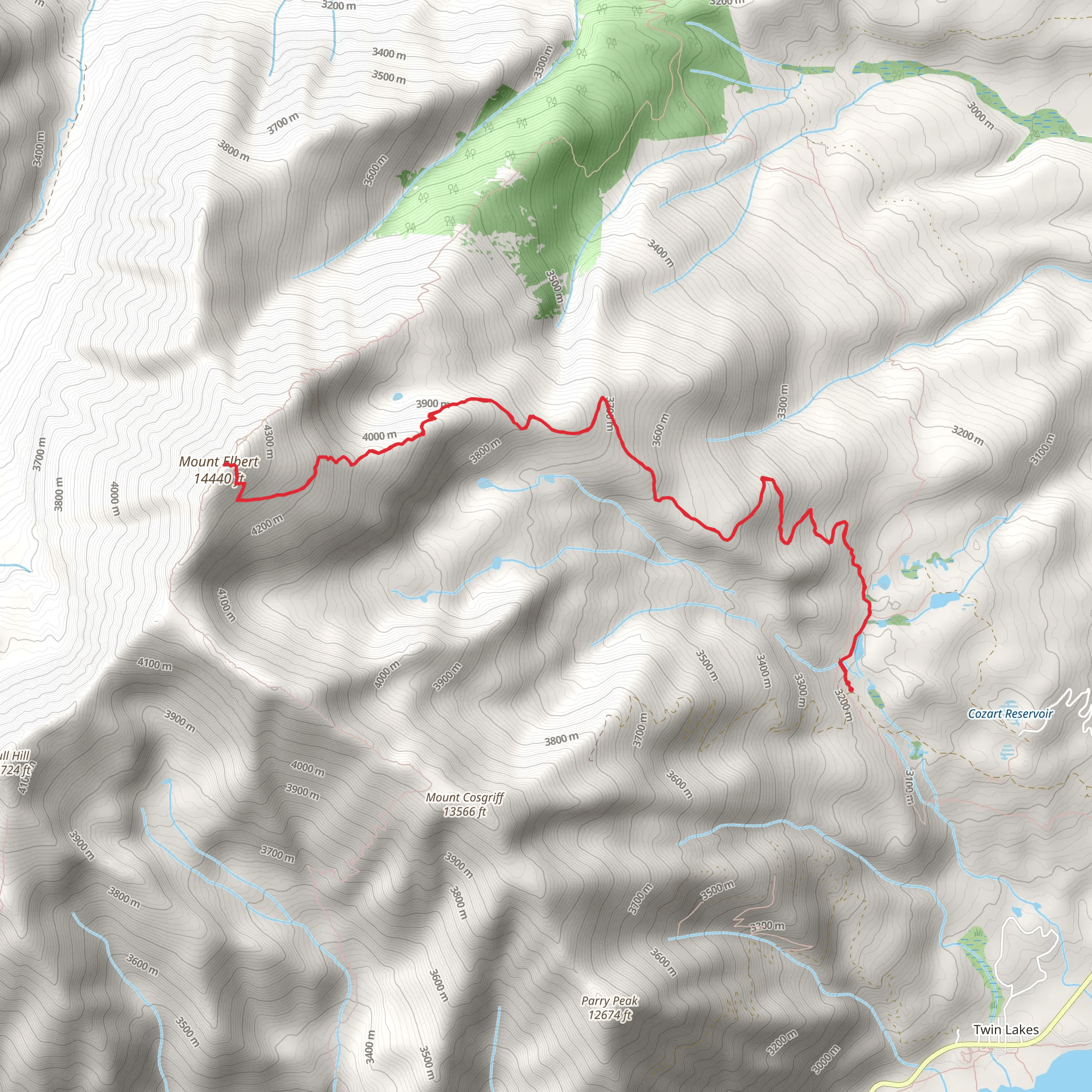 South Mount Elbert Trail mobile static map