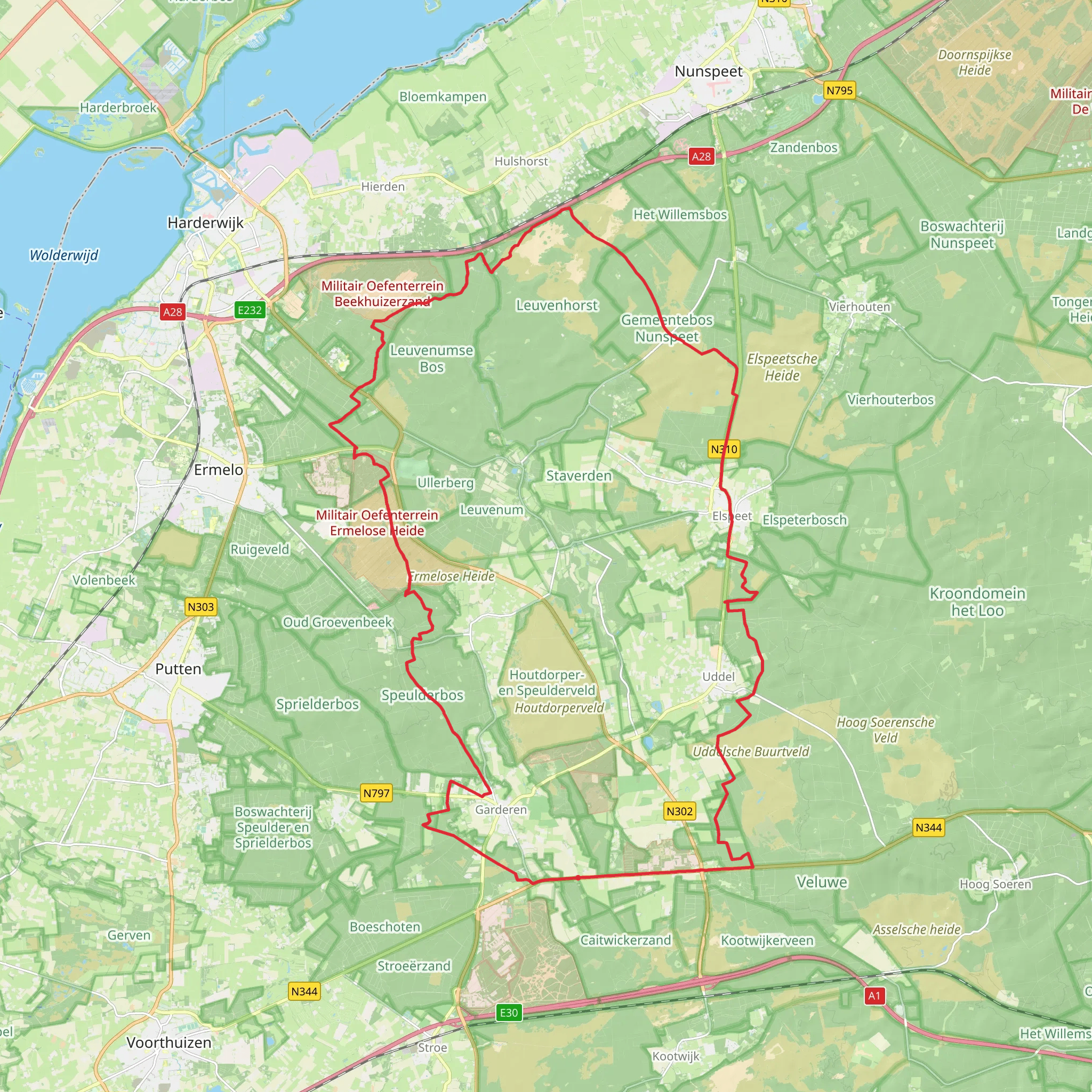 Elspeterweg, Hukshorsterzand and Ermelosche Heide Loop mobile static map