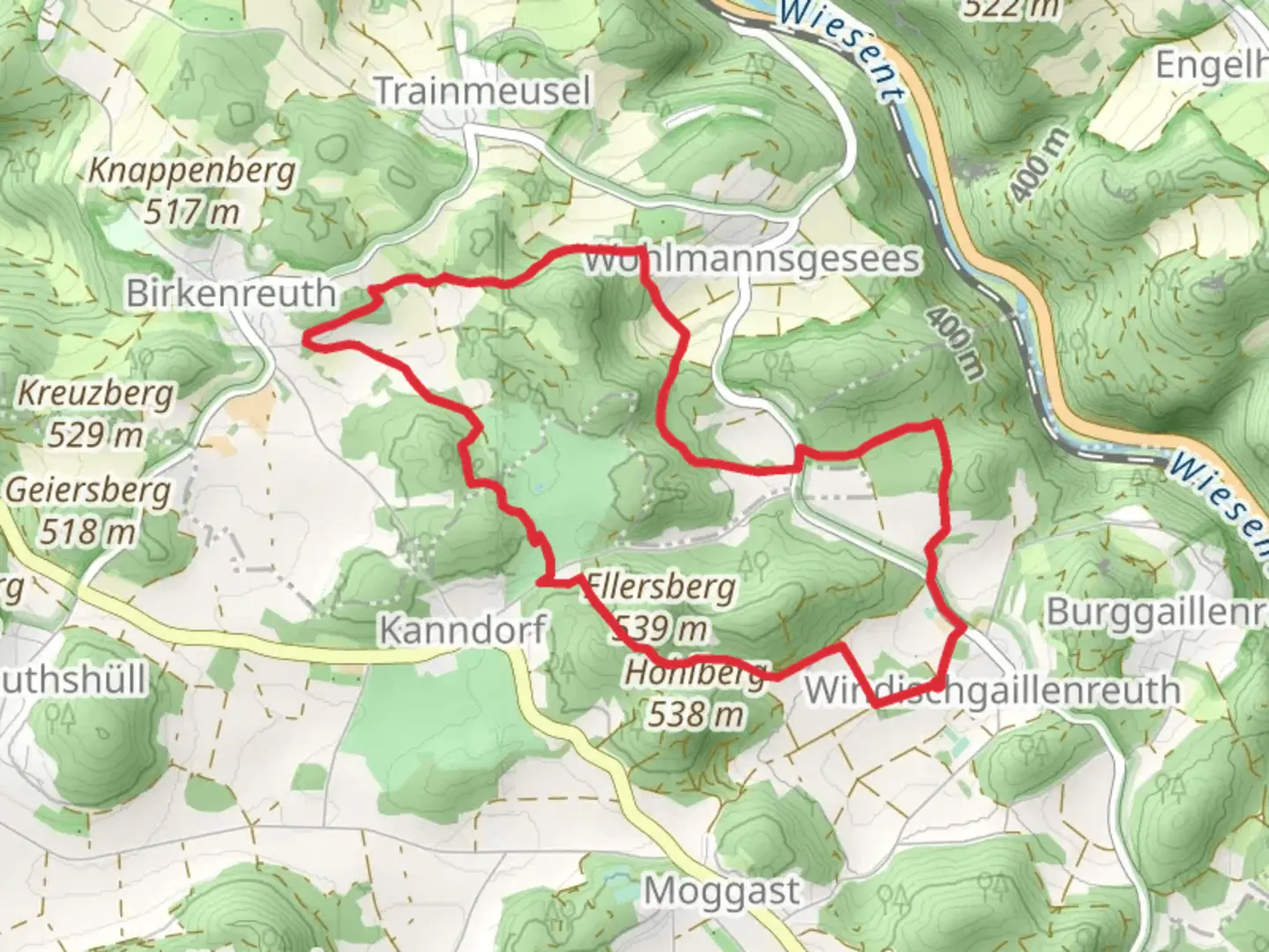 An image depicting the trail Ellersberg Loop and its surrounding area.