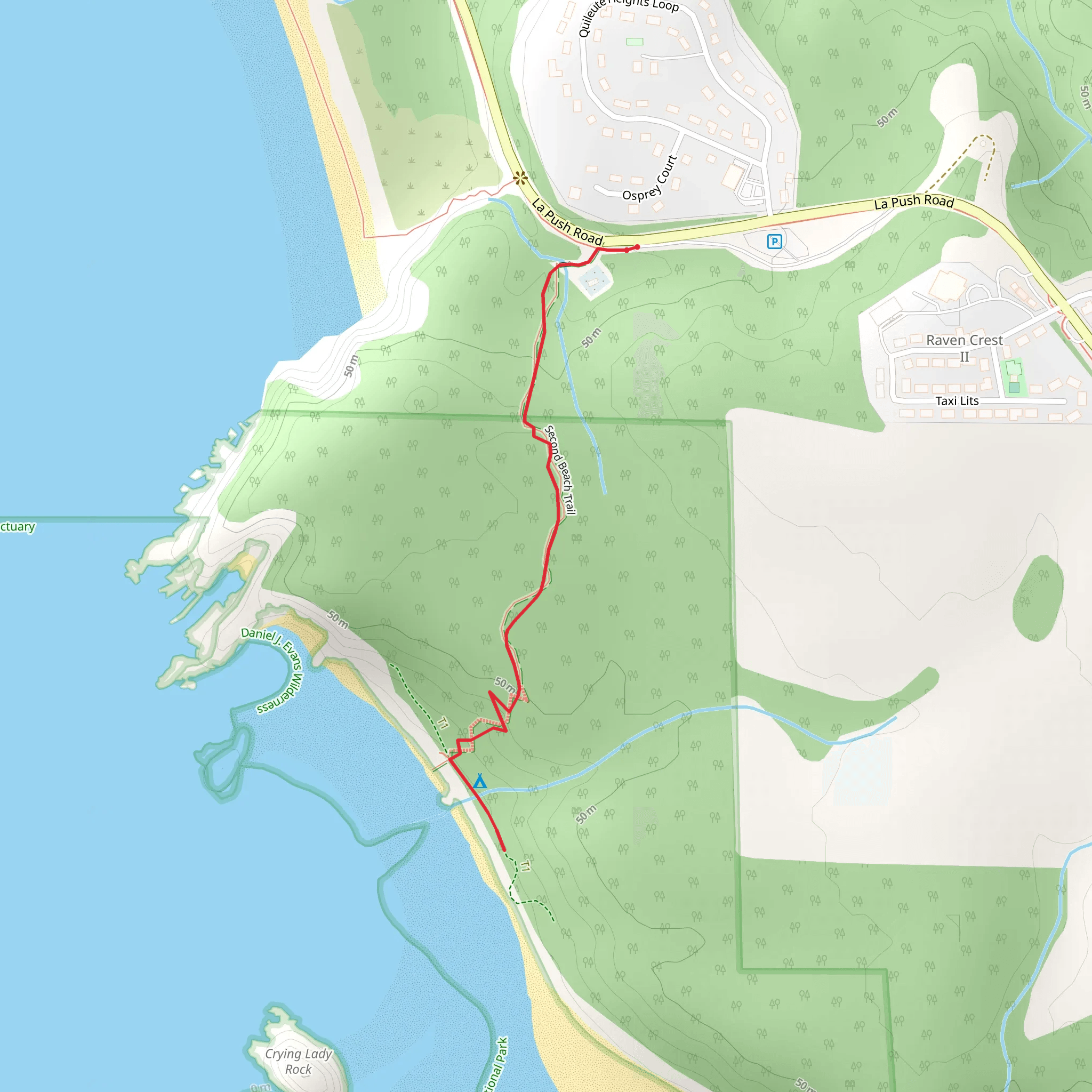 Second Beach Trail mobile static map