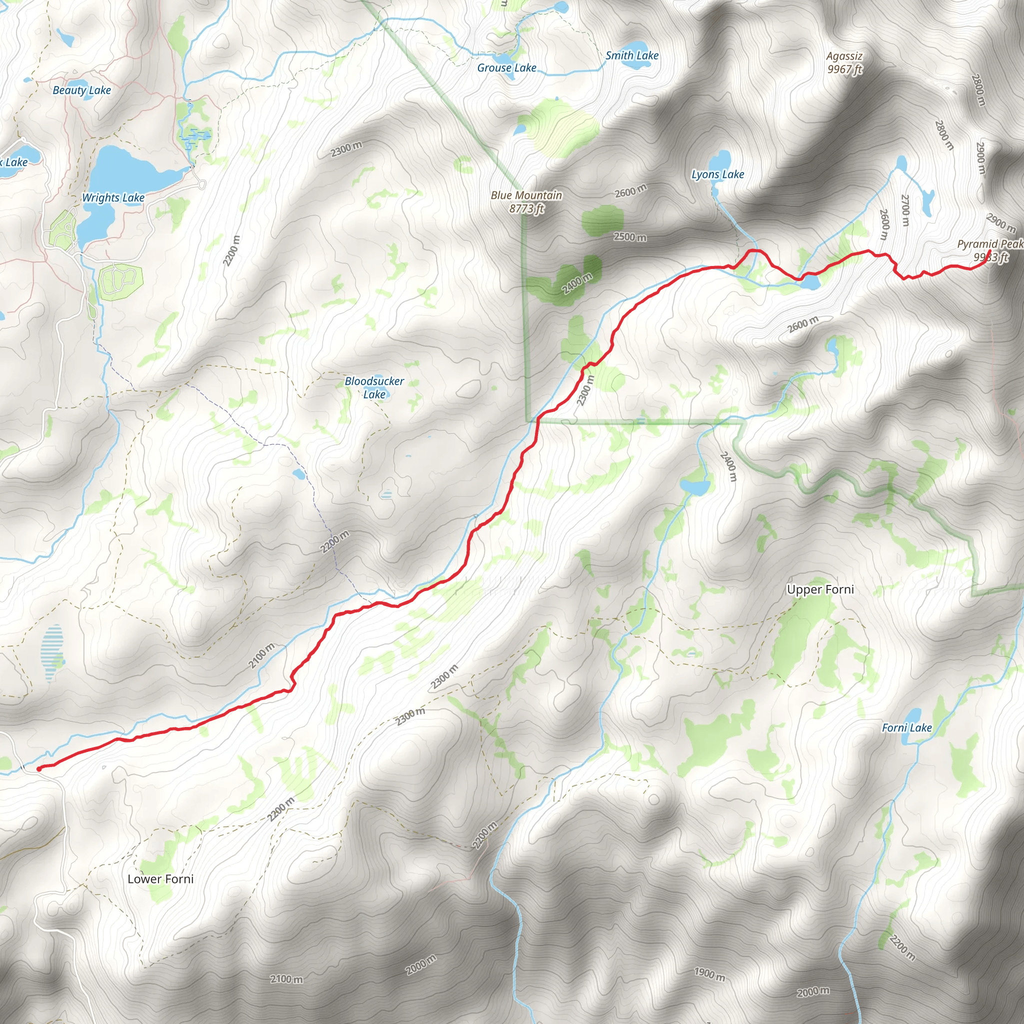 Pyramid Peak and Lake Sylvia via Lyons Creek Trail mobile static map