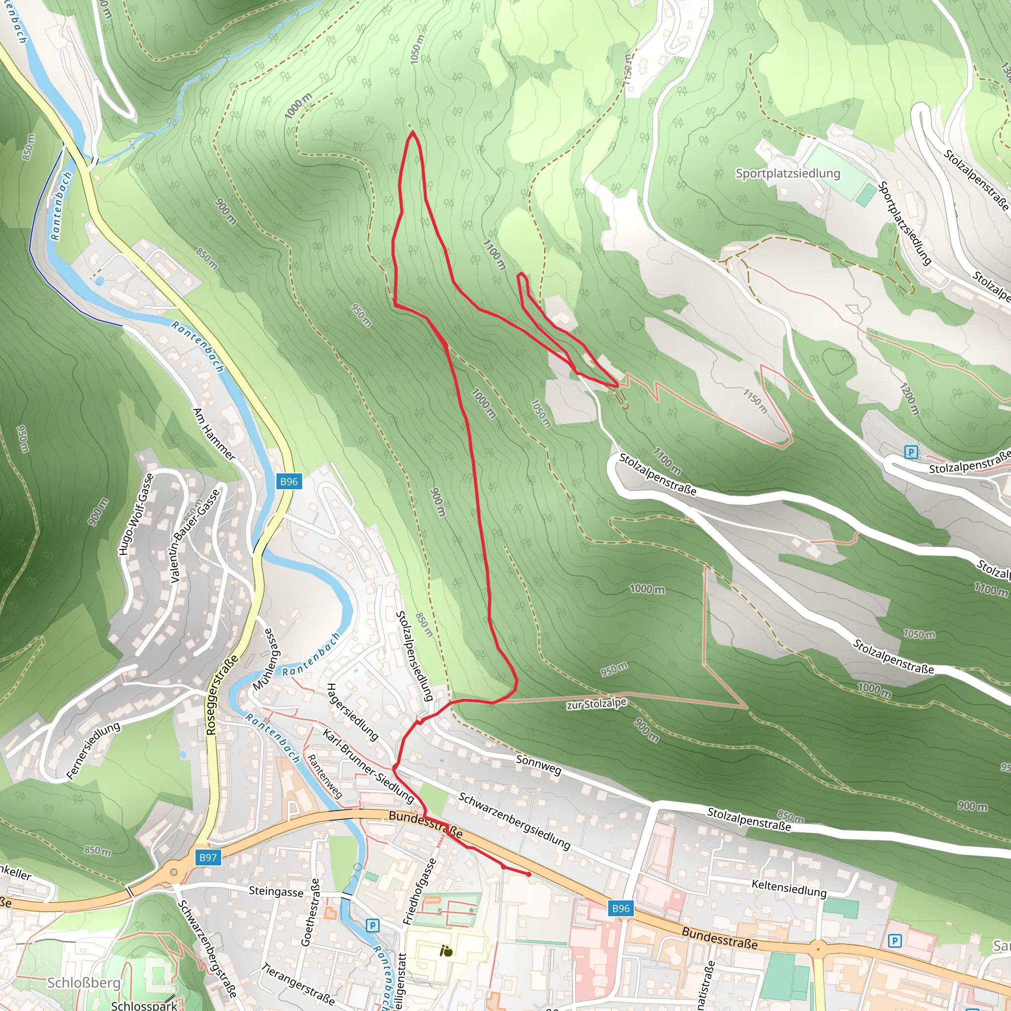 Käferweg Trail via Murau mobile static map