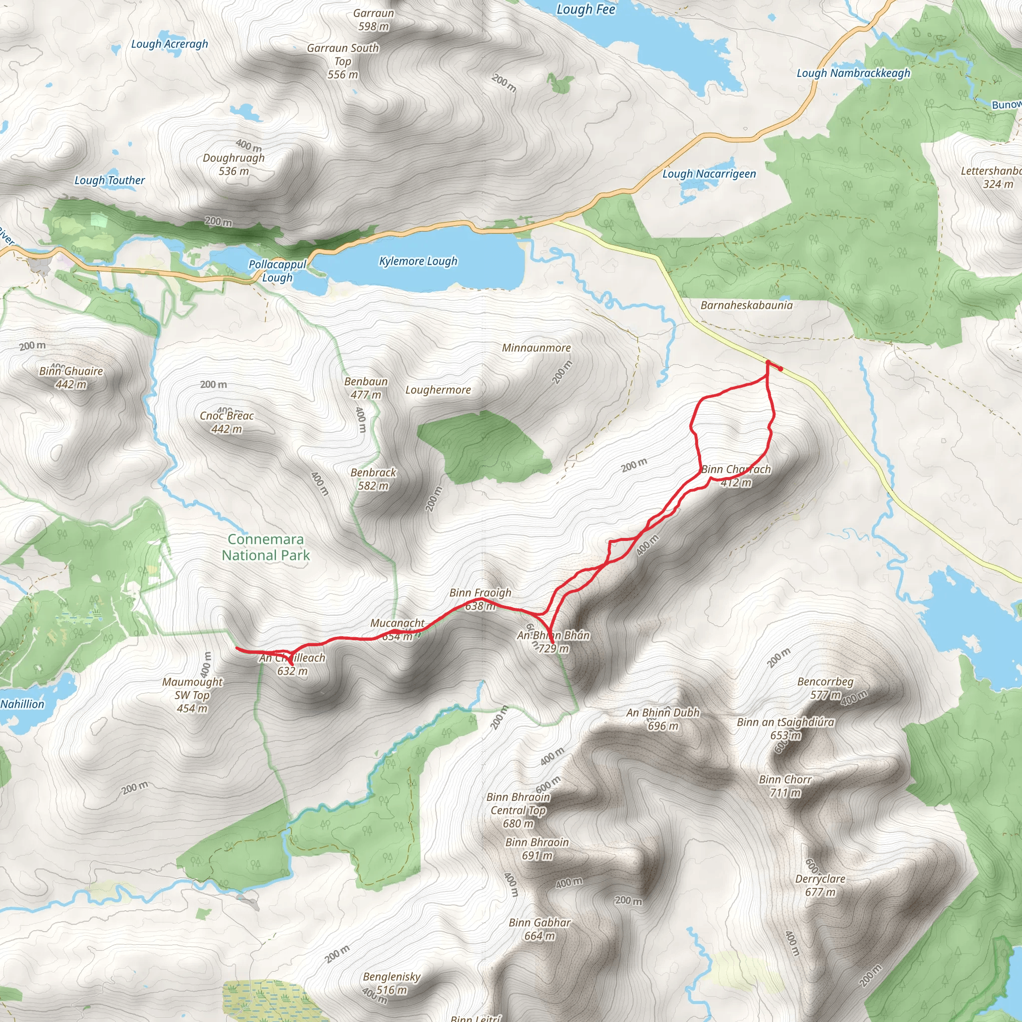 Binn Fraoigh and Muckanaght mobile static map