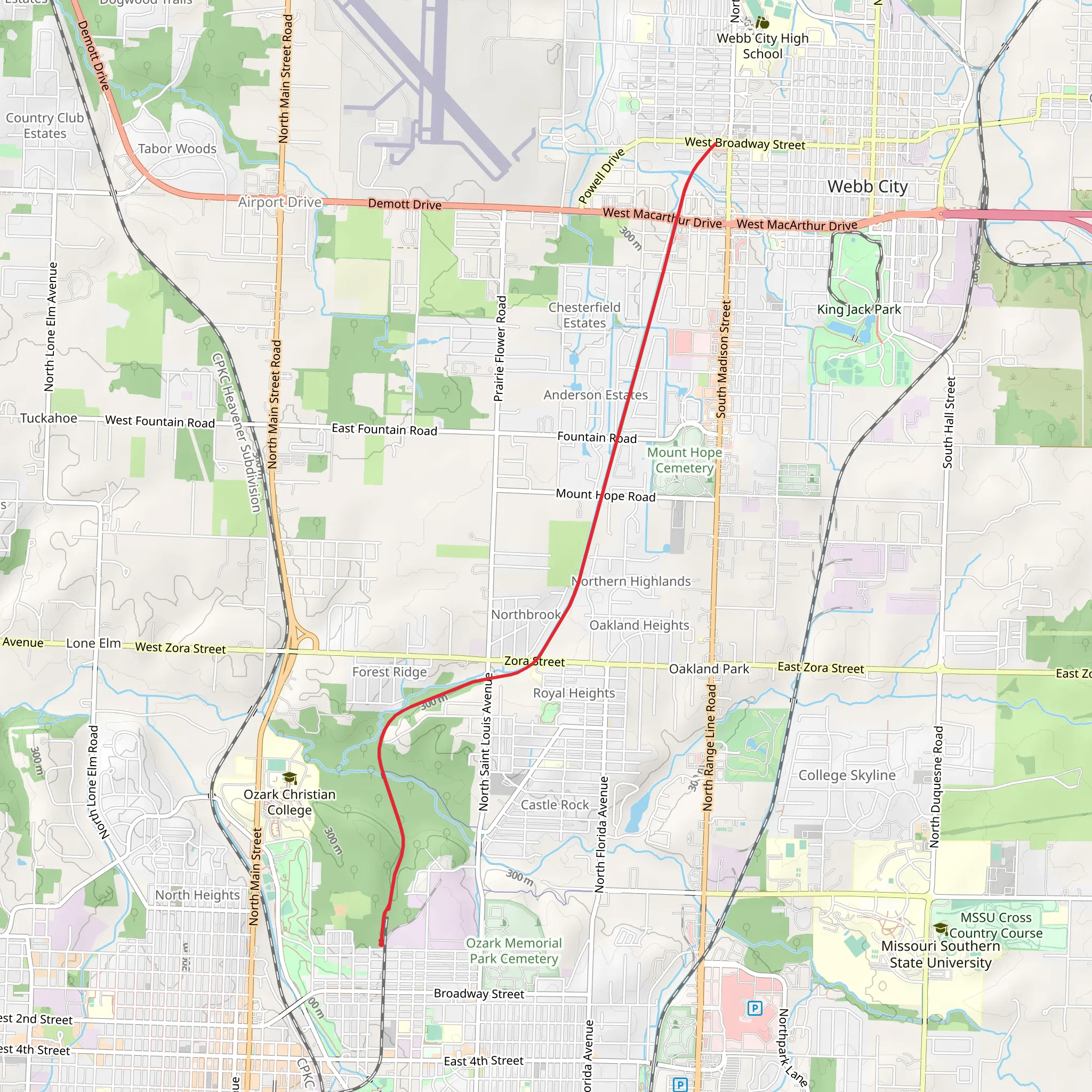 Frisco Greenway Trail mobile static map