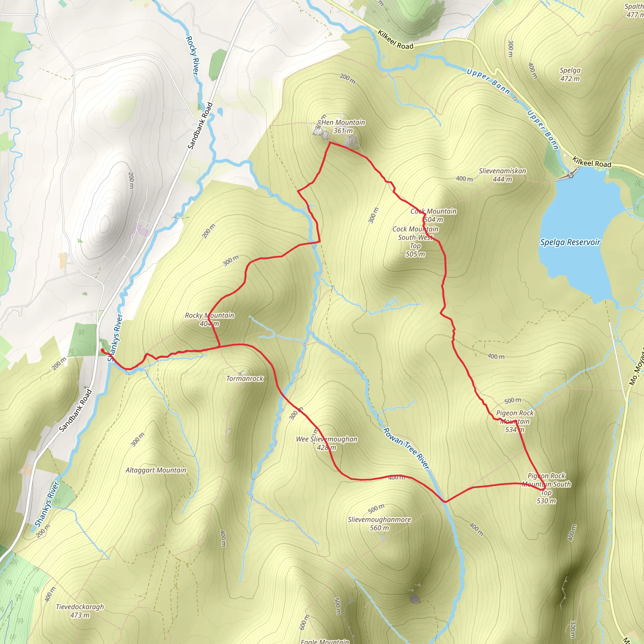 Hen - Peigon and Wee Slievemoughan Loop mobile static map