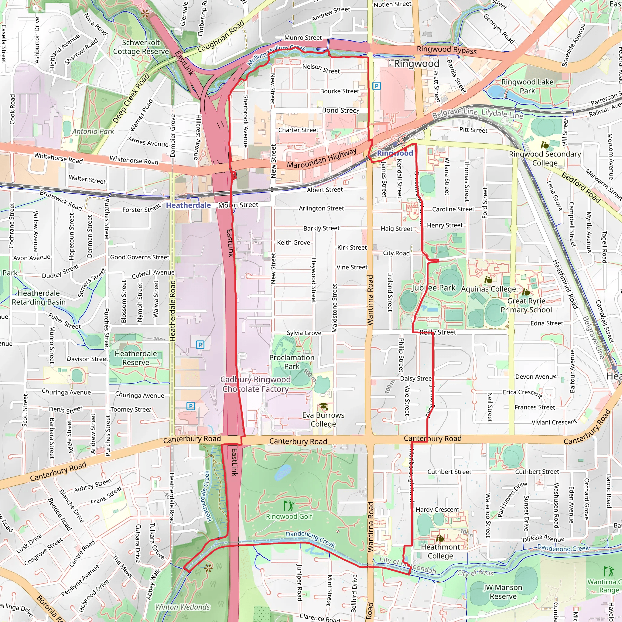 Two Creeks - Ringwood Station Walk mobile static map