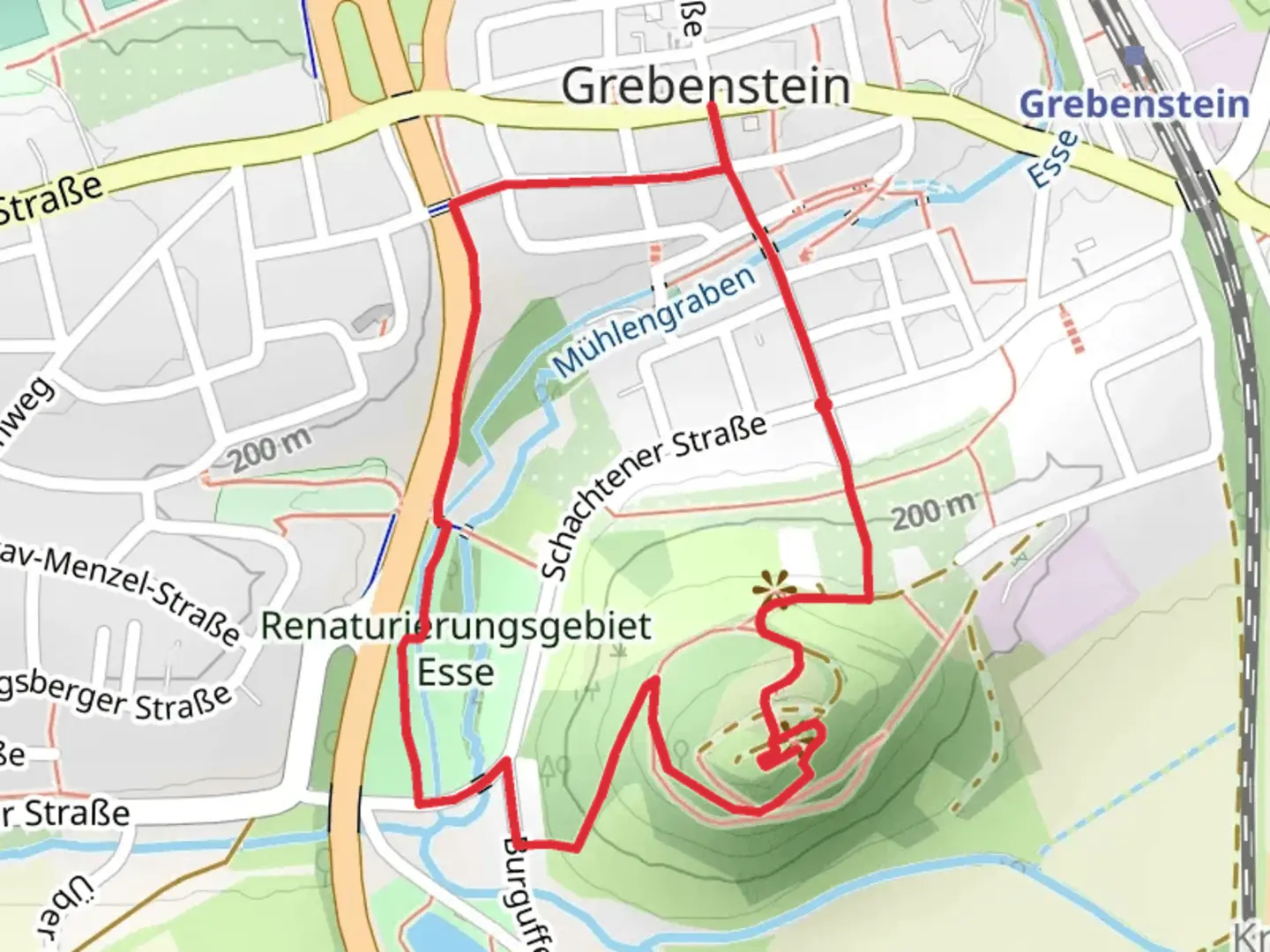 An image depicting the trail Burg Grebenstein Loop and its surrounding area.