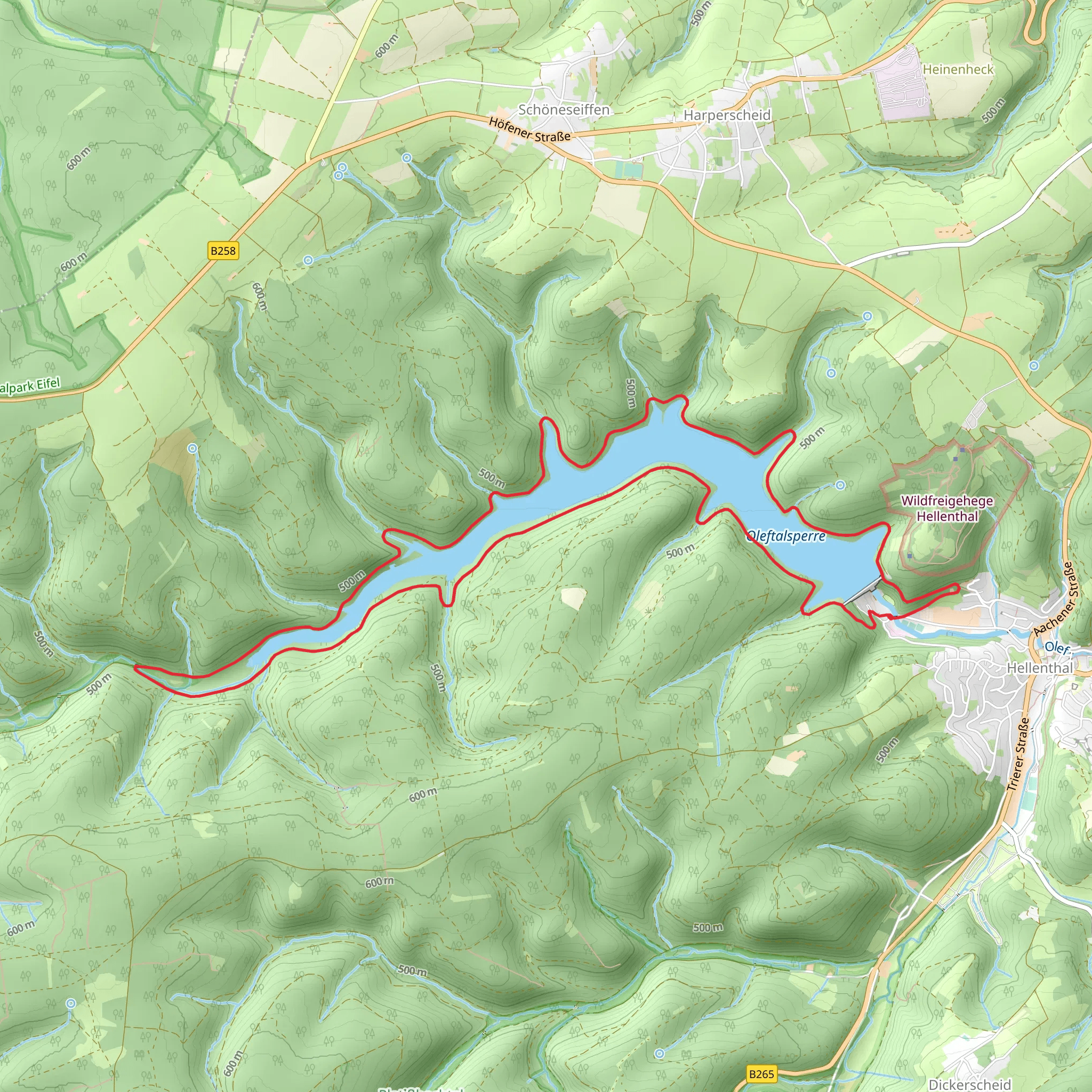 Oleftalsperre Loop via Eifelschleife Um die Oleftalsperre mobile static map