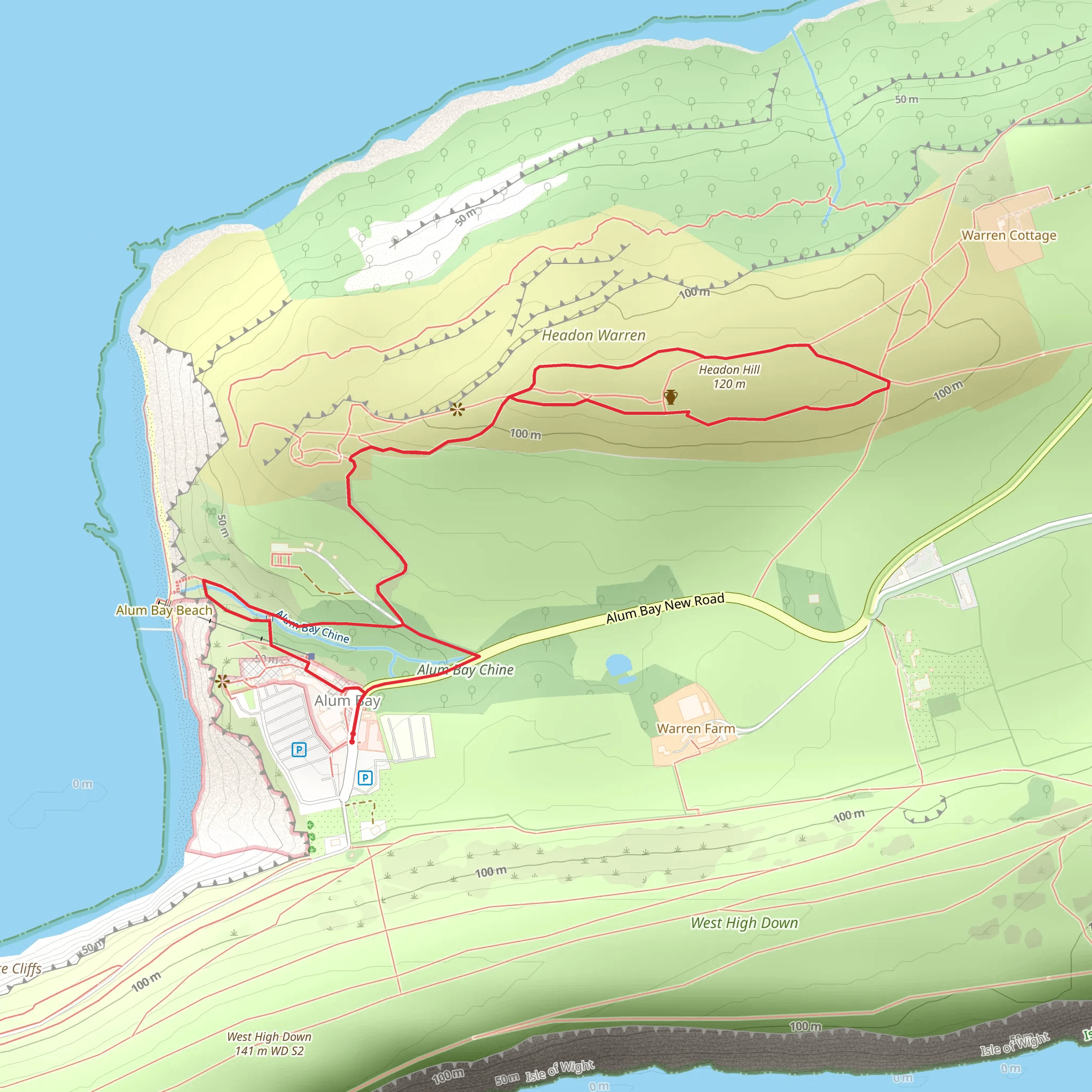 Alum Bay and Headon Warren mobile static map